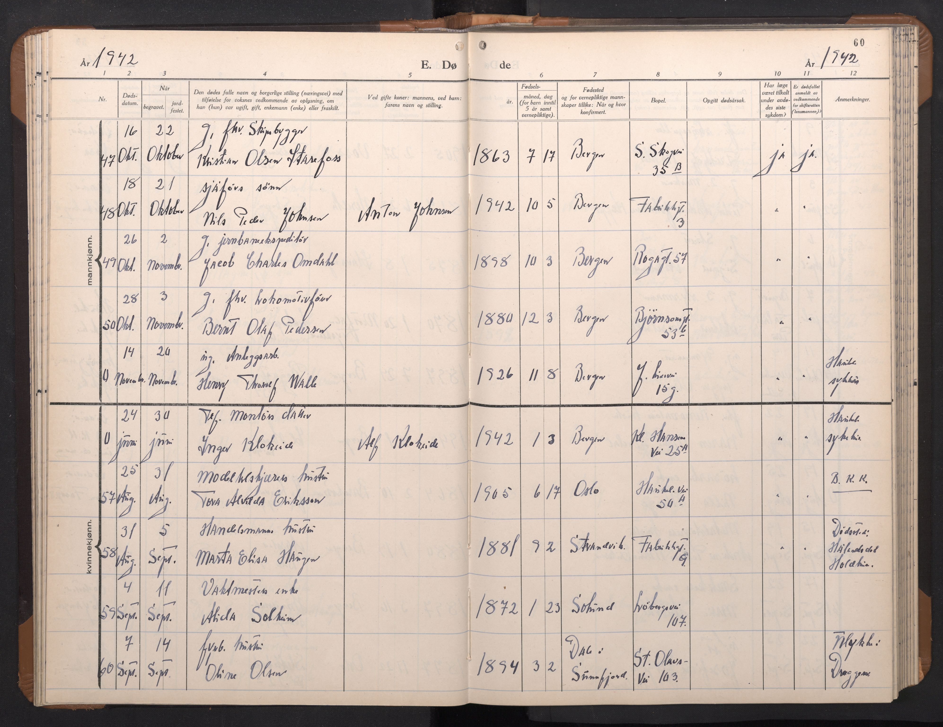 Årstad Sokneprestembete, AV/SAB-A-79301/H/Hab/L0026: Parish register (copy) no. D 3, 1940-1950, p. 59b-60a