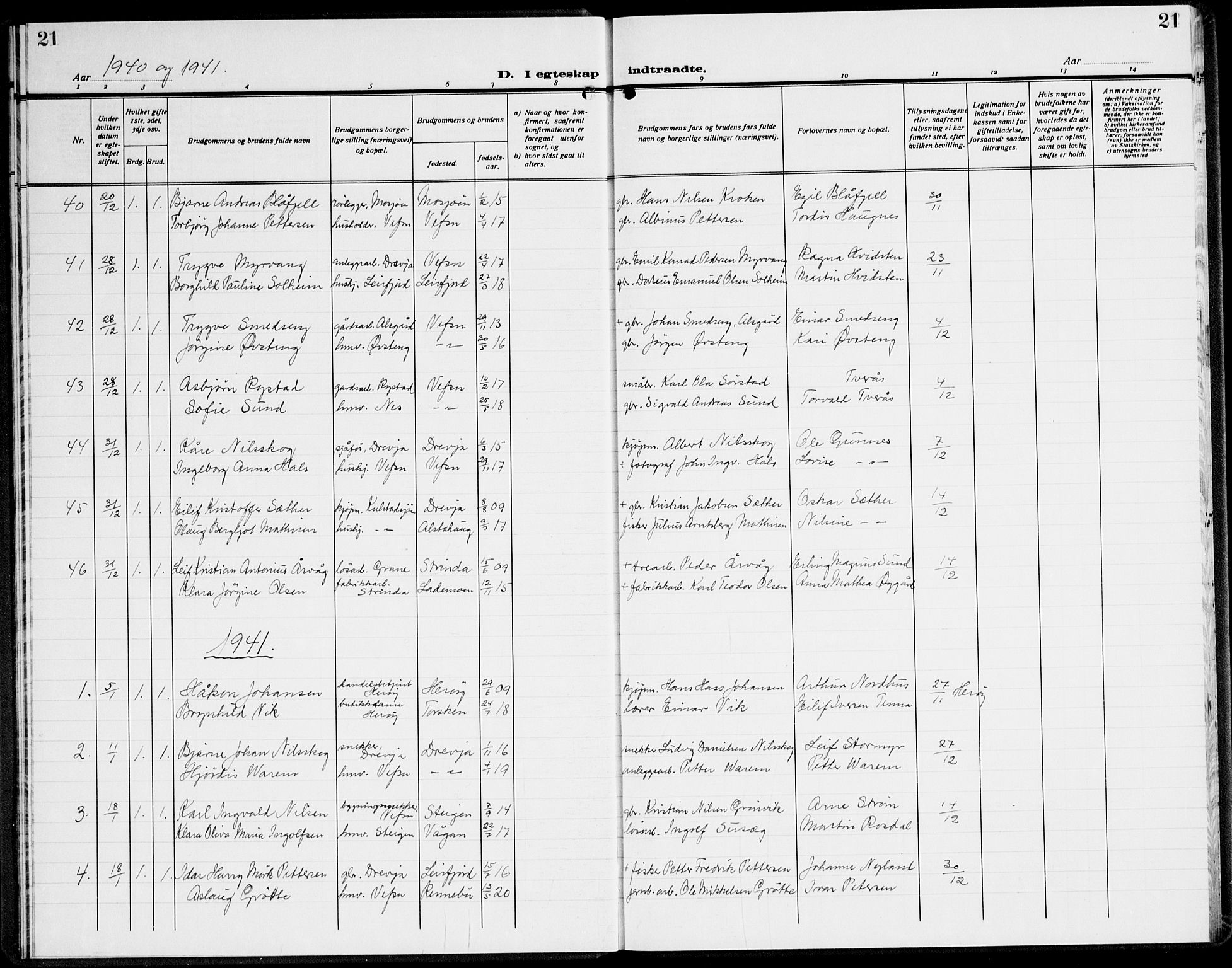 Ministerialprotokoller, klokkerbøker og fødselsregistre - Nordland, SAT/A-1459/820/L0304: Parish register (copy) no. 820C06, 1934-1944, p. 21