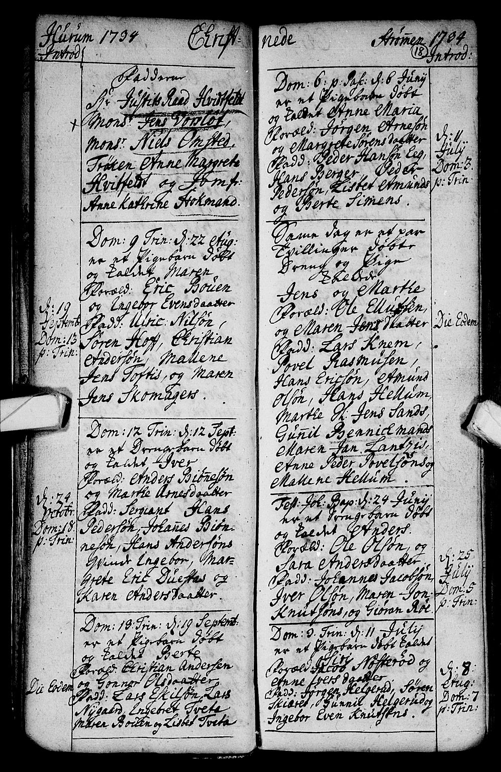 Hurum kirkebøker, AV/SAKO-A-229/F/Fa/L0002: Parish register (official) no. 2, 1733-1757, p. 18