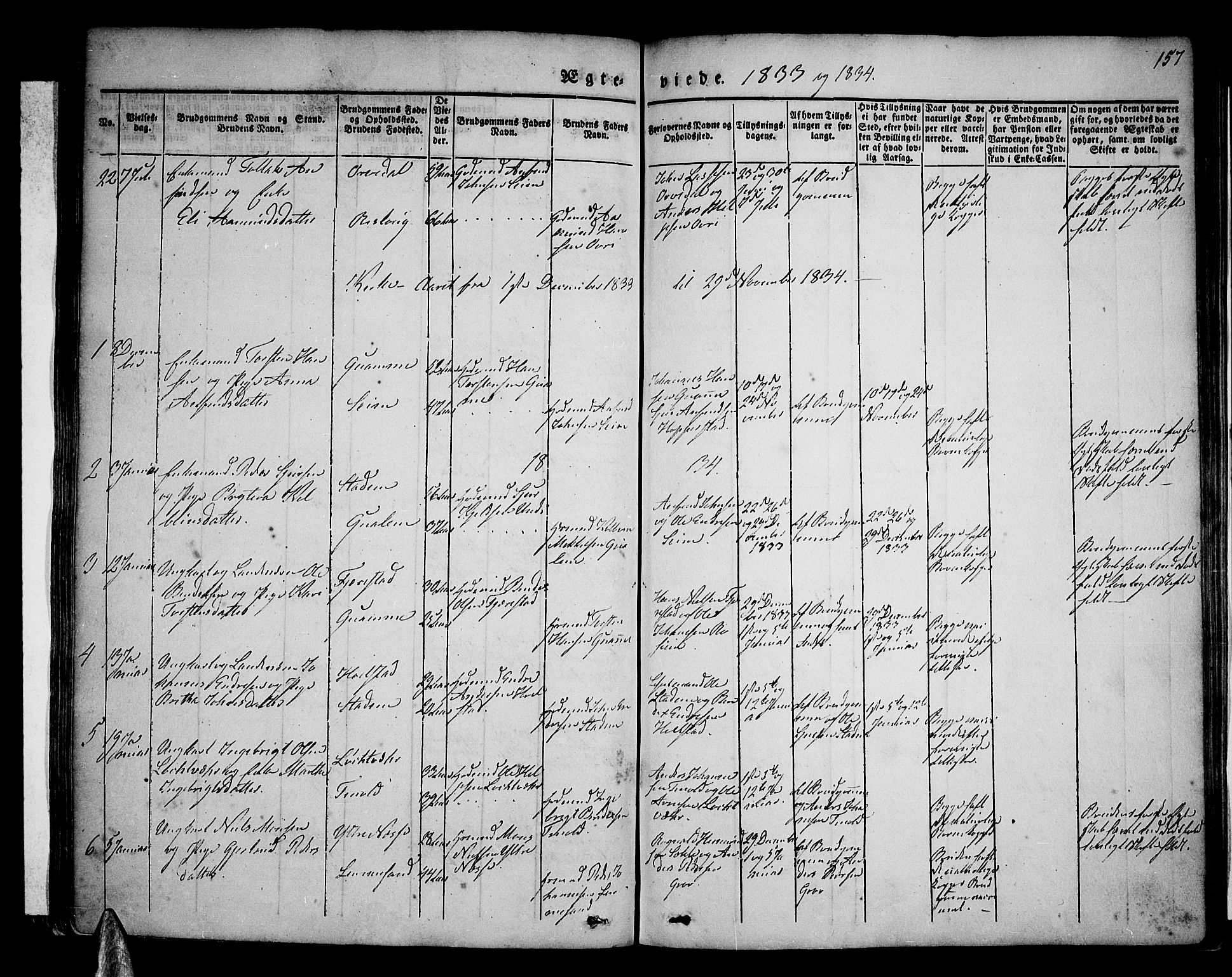 Vik sokneprestembete, AV/SAB-A-81501/H/Haa/Haaa/L0007: Parish register (official) no. A 7, 1831-1845, p. 157