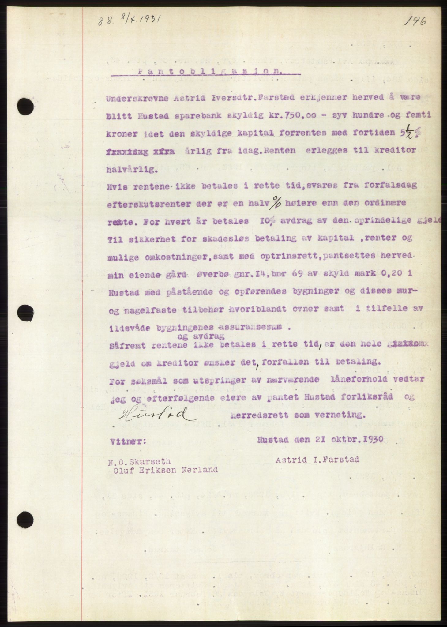 Romsdal sorenskriveri, AV/SAT-A-4149/1/2/2C/L0059: Mortgage book no. 53, 1931-1931, Deed date: 08.04.1931