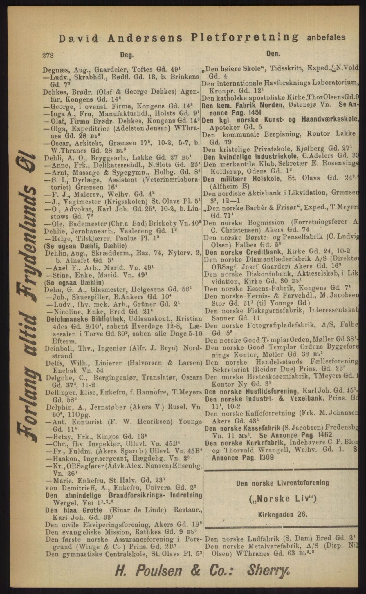 Kristiania/Oslo adressebok, PUBL/-, 1903, p. 278