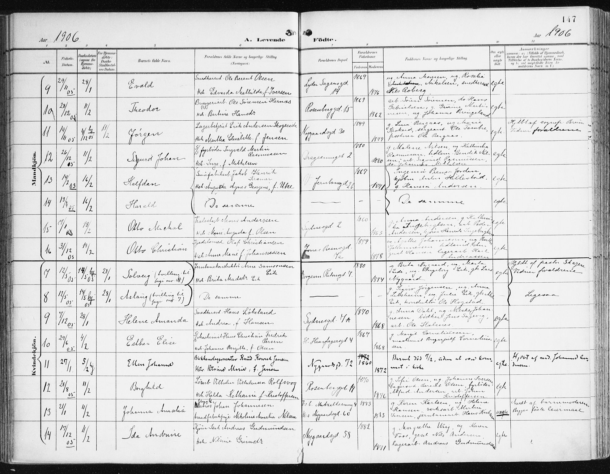 Johanneskirken sokneprestembete, AV/SAB-A-76001/H/Haa/L0002: Parish register (official) no. A 2, 1900-1912, p. 147