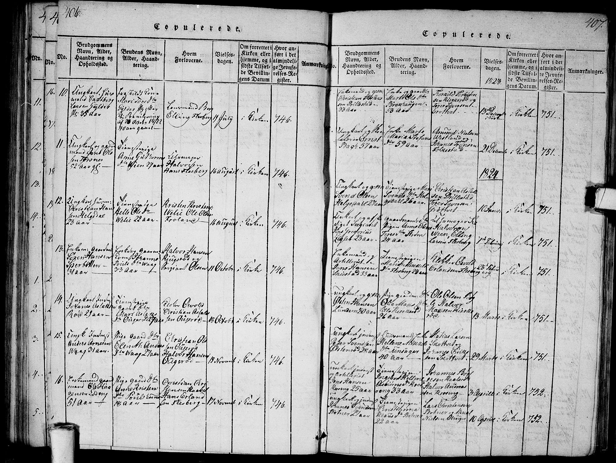 Våler prestekontor Kirkebøker, SAO/A-11083/G/Ga/L0001: Parish register (copy) no. I 1, 1815-1839, p. 406-407