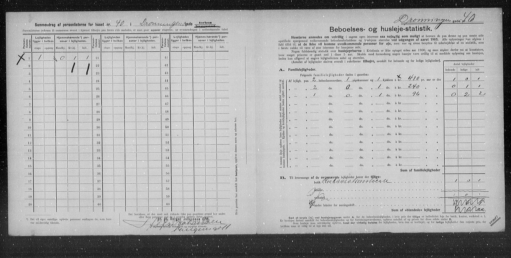 OBA, Municipal Census 1905 for Kristiania, 1905, p. 9080