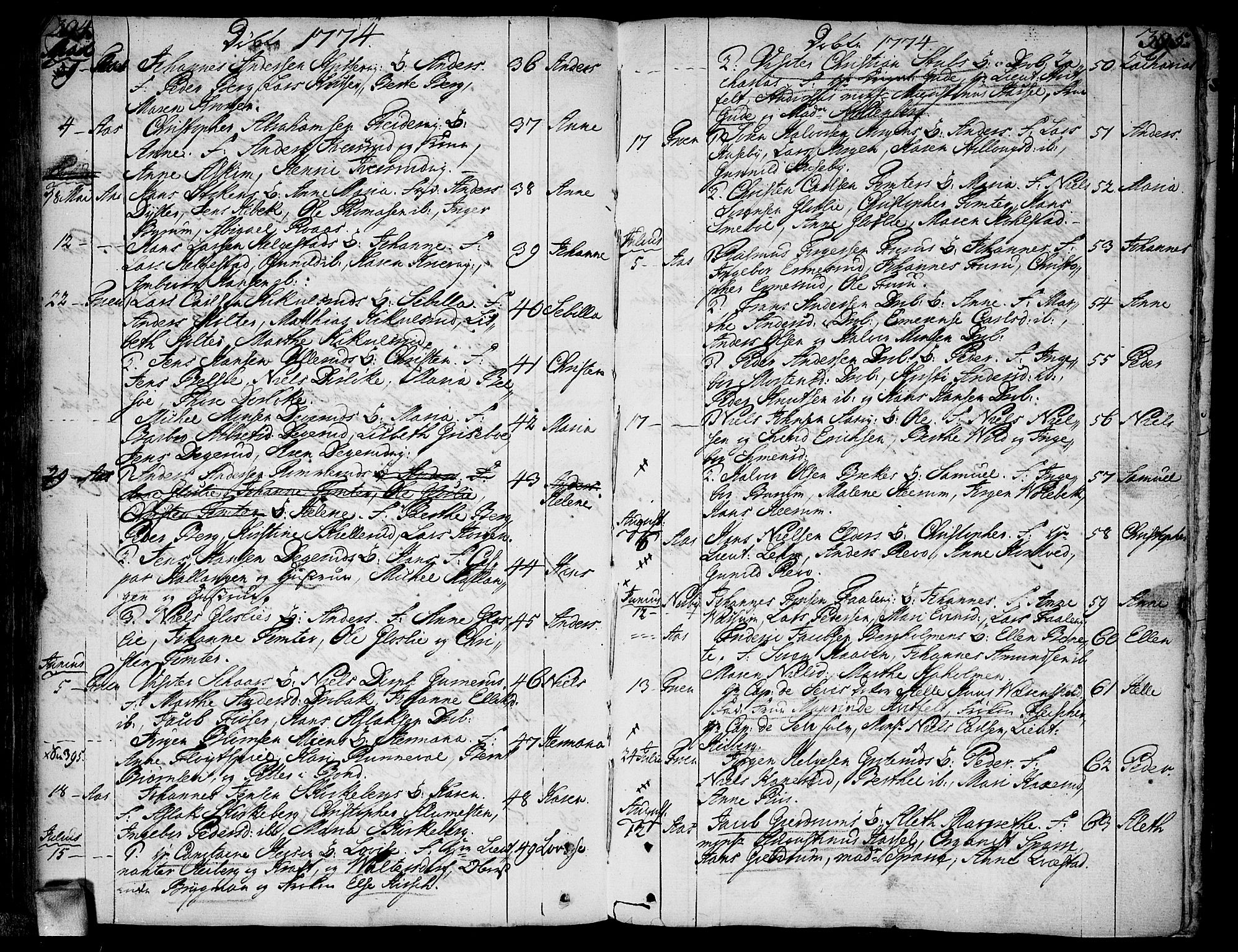 Ås prestekontor Kirkebøker, SAO/A-10894/F/Fa/L0001: Parish register (official) no. I 1, 1742-1778, p. 394-395