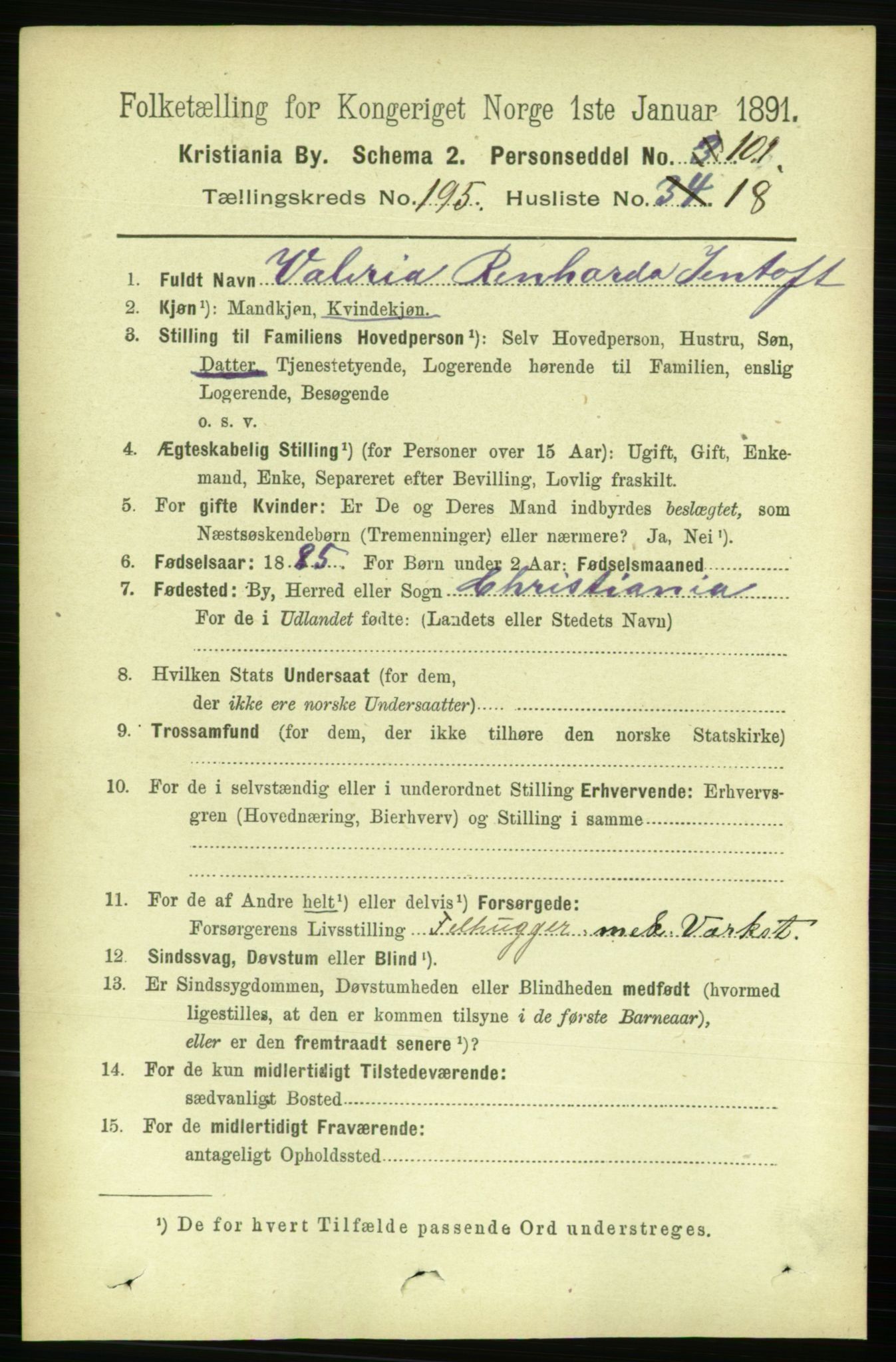 RA, 1891 census for 0301 Kristiania, 1891, p. 117908