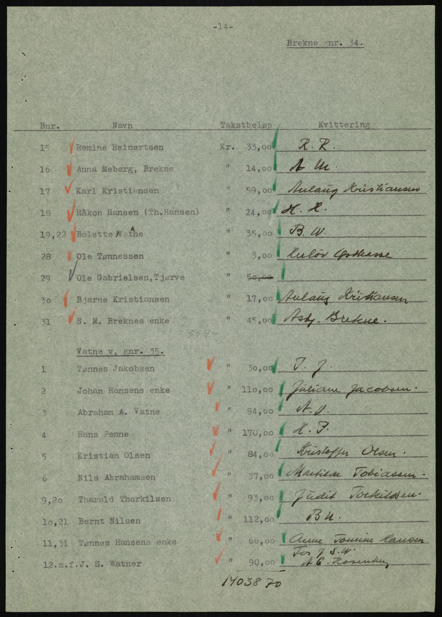 Forsvarsdepartementet, 10. kontor / Oppgjørskontoret, AV/RA-RAFA-1225/D/Db/L0180: Lista oppgjørskontor, 1942-1952, p. 975