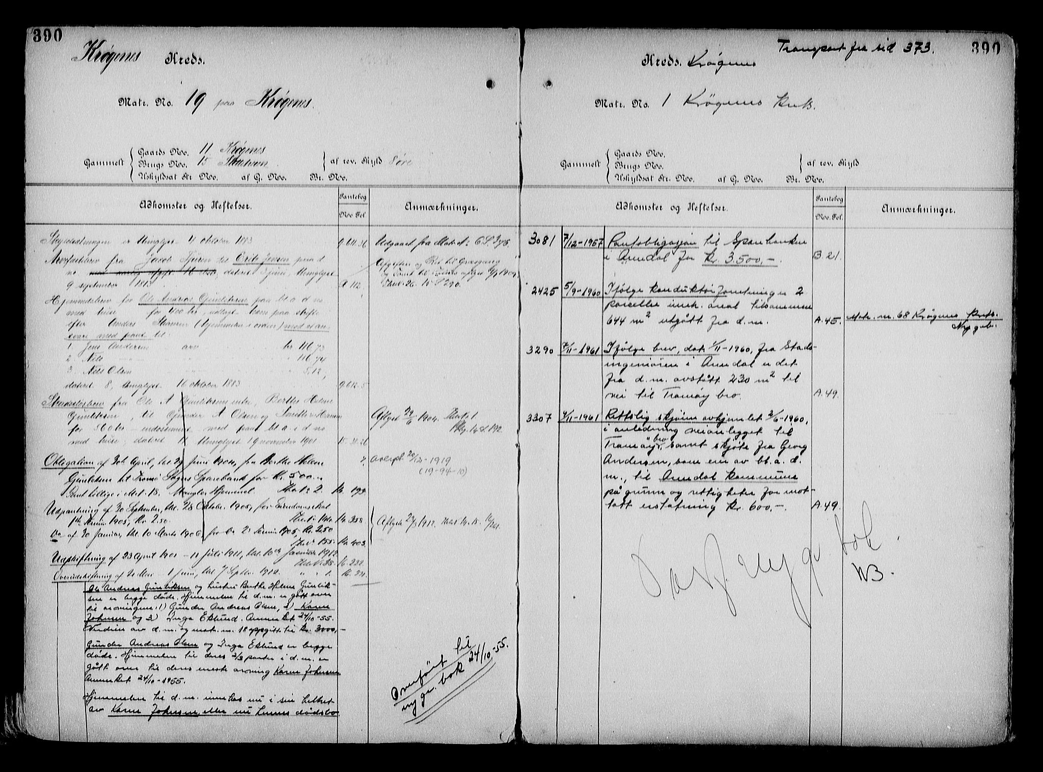 Arendal byfogd, AV/SAK-1222-0001/G/Ga/L0015: Mortgage register no. 13, 1860-1960, p. 390