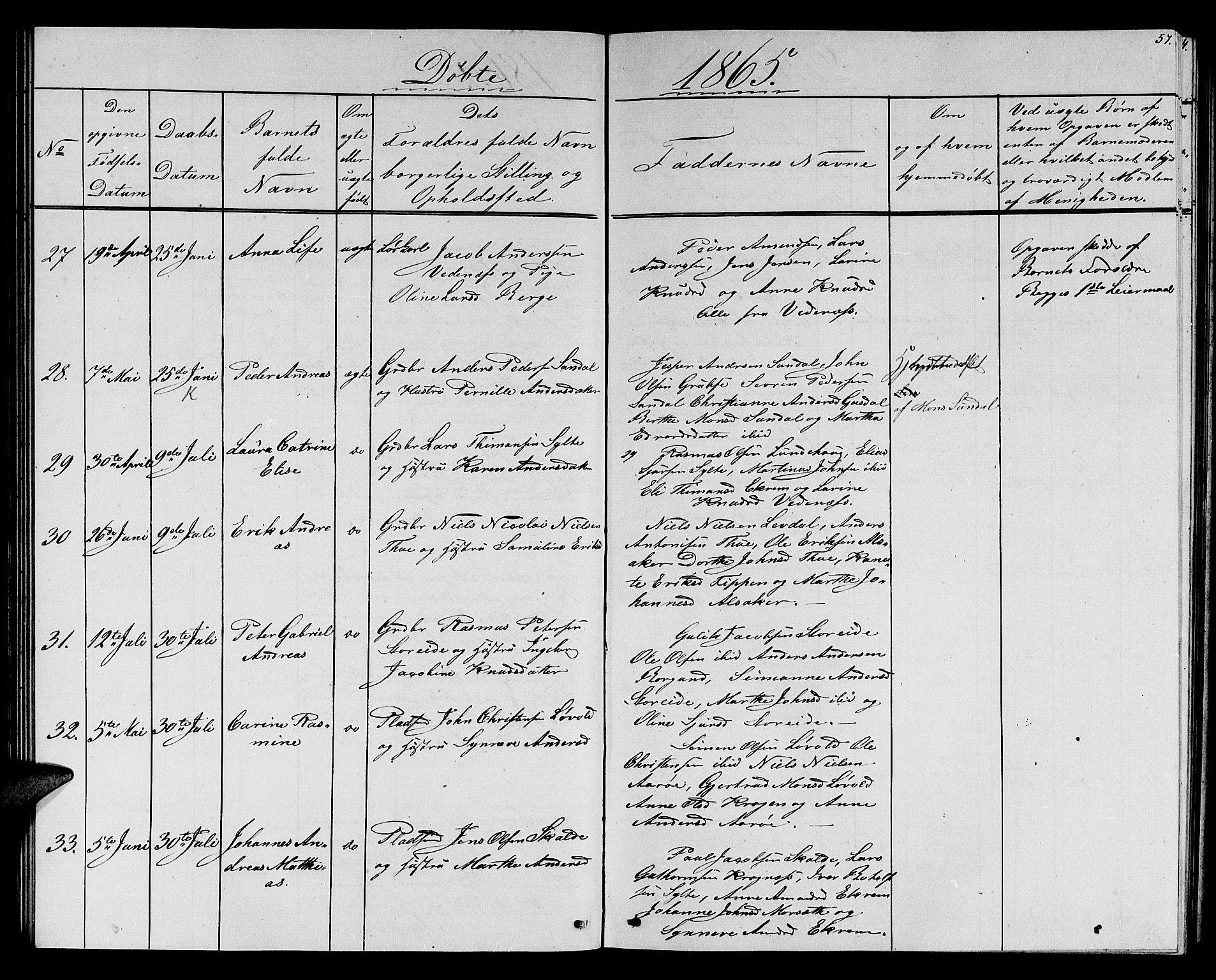 Ministerialprotokoller, klokkerbøker og fødselsregistre - Møre og Romsdal, AV/SAT-A-1454/501/L0015: Parish register (copy) no. 501C01, 1854-1867, p. 57