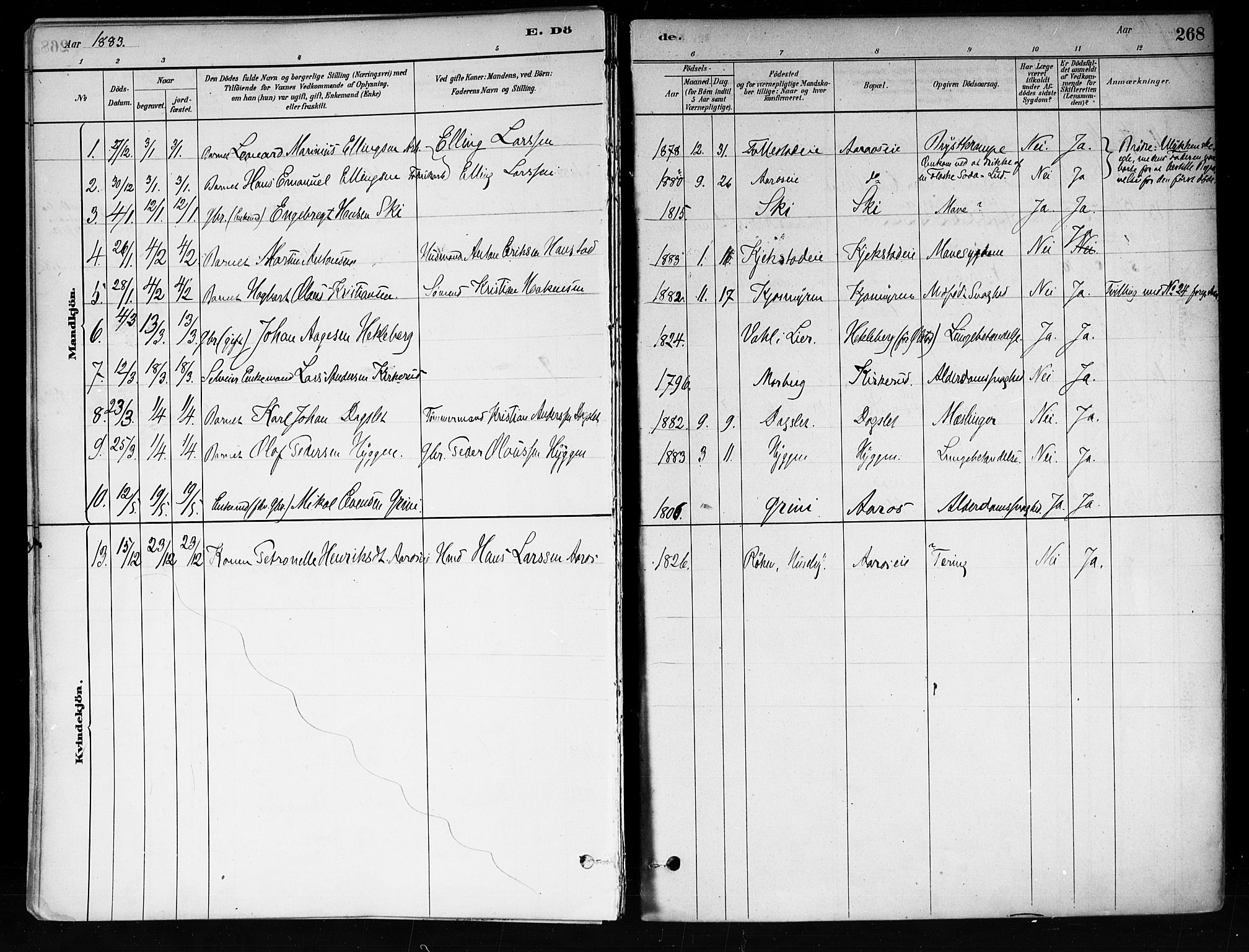 Røyken kirkebøker, SAKO/A-241/F/Fa/L0008: Parish register (official) no. 8, 1880-1897, p. 268