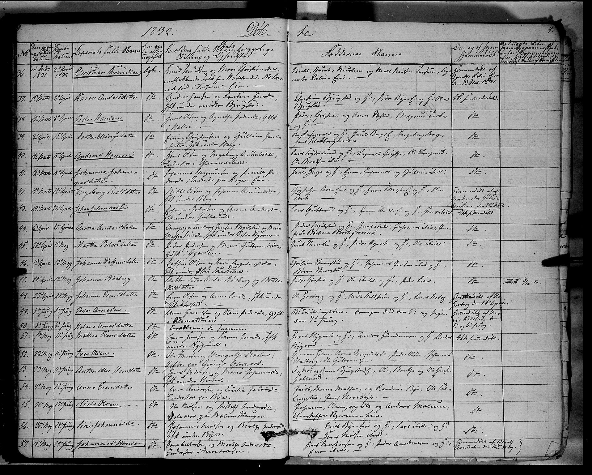 Vardal prestekontor, SAH/PREST-100/H/Ha/Haa/L0005: Parish register (official) no. 5, 1831-1853, p. 4