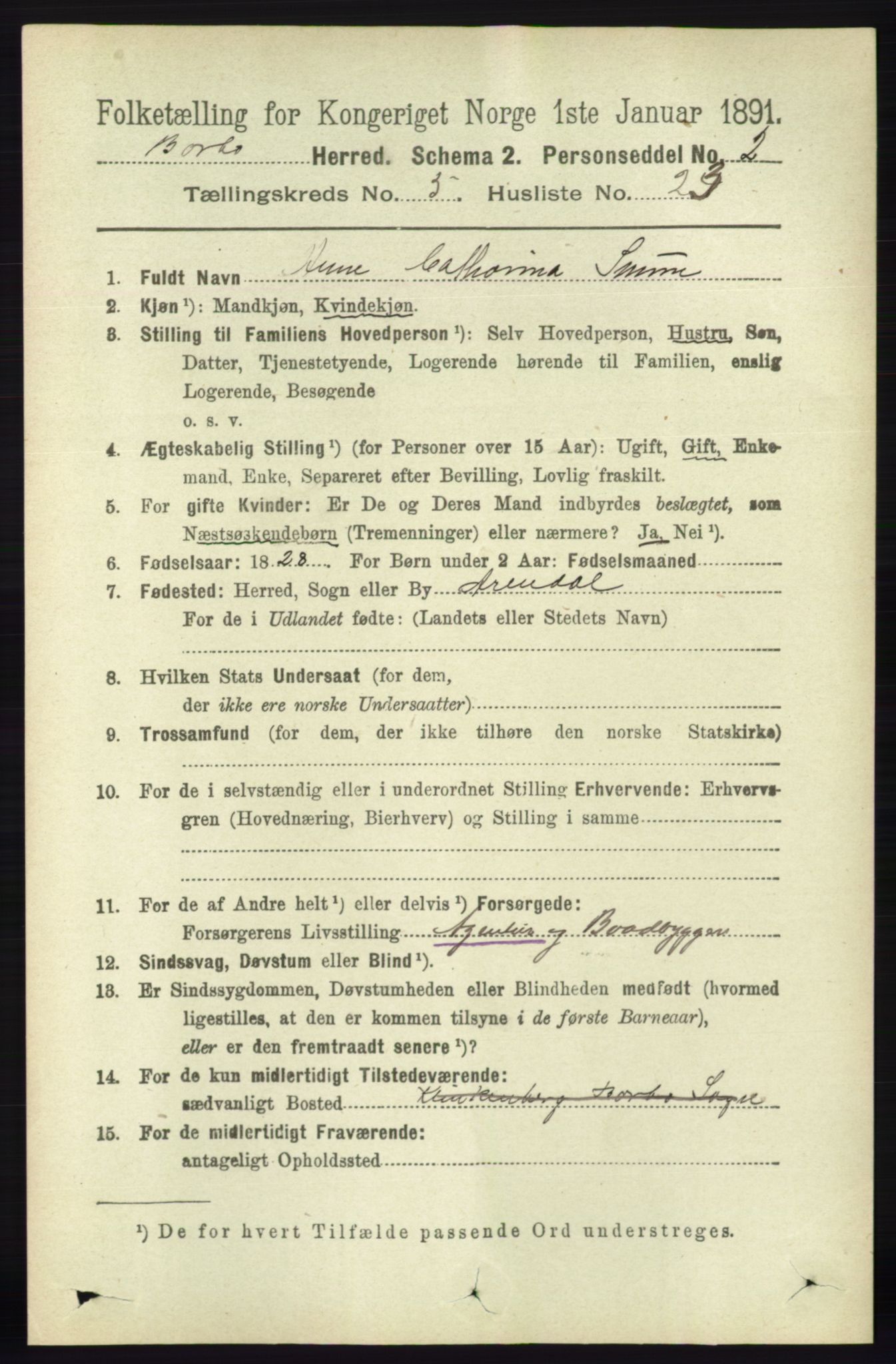 RA, 1891 census for 0990 Barbu, 1891, p. 3695