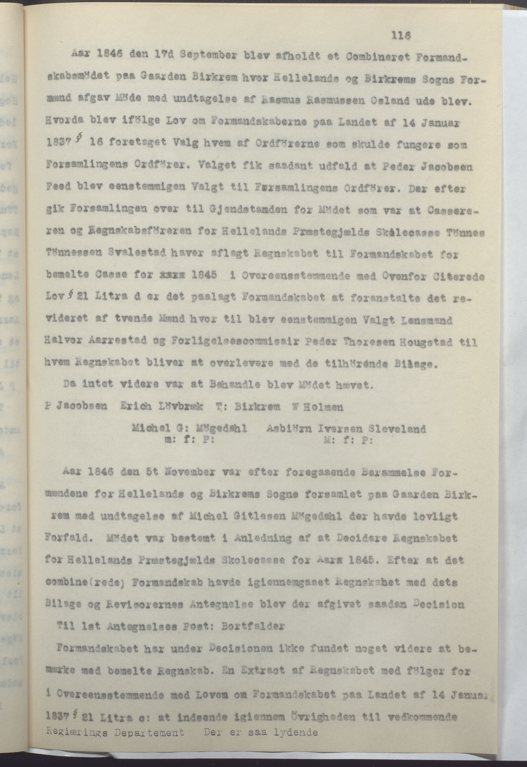 Helleland kommune - Formannskapet, IKAR/K-100479/A/Ab/L0001: Avskrift av møtebok, 1837-1866, p. 116