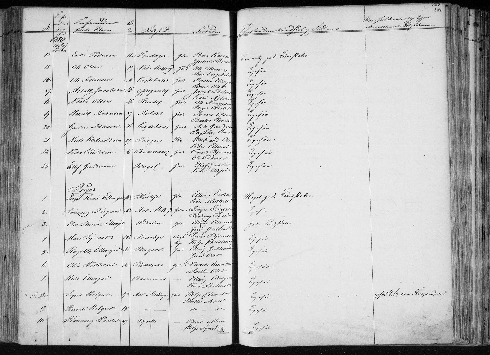 Norderhov kirkebøker, AV/SAKO-A-237/F/Fa/L0010: Parish register (official) no. 10, 1837-1847, p. 284