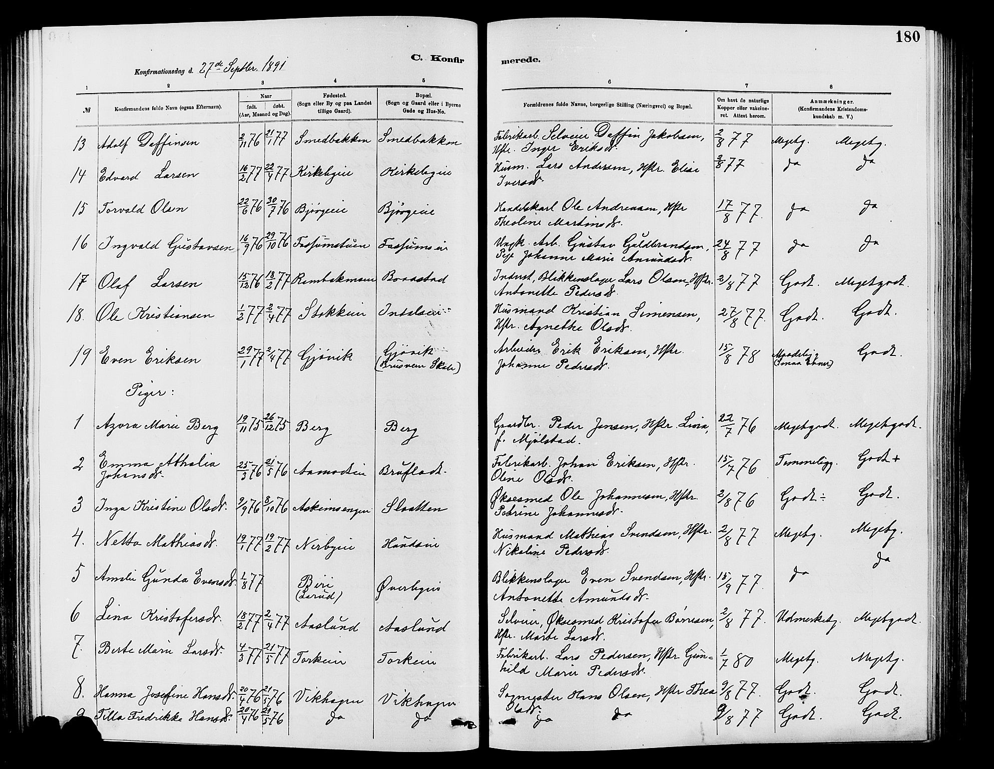 Vardal prestekontor, SAH/PREST-100/H/Ha/Hab/L0007: Parish register (copy) no. 7 /1, 1881-1895, p. 180