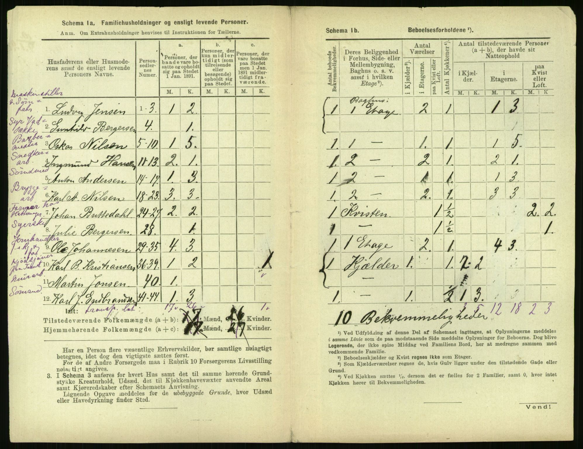 RA, 1891 census for 0301 Kristiania, 1891, p. 170016