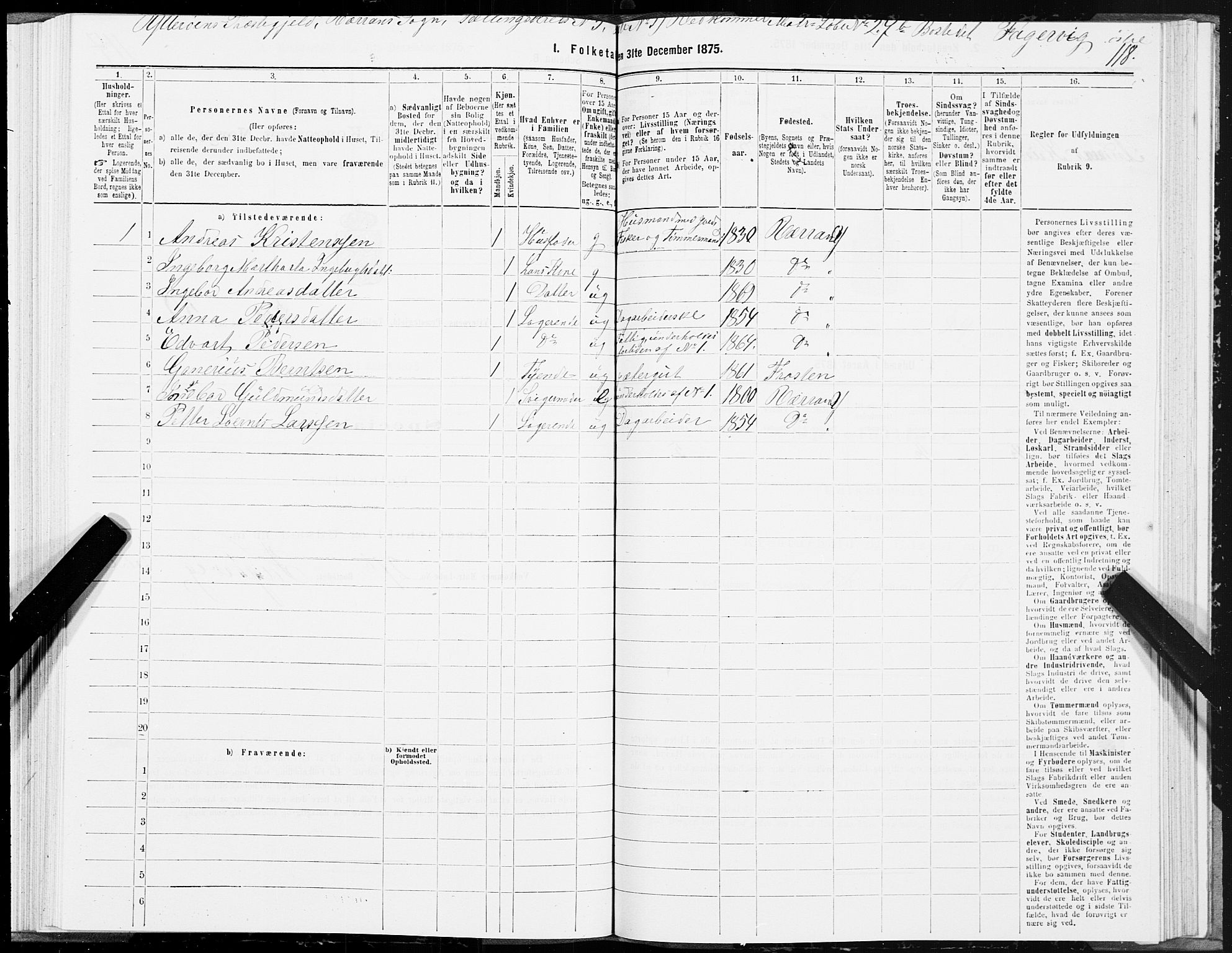 SAT, 1875 census for 1722P Ytterøy, 1875, p. 5118