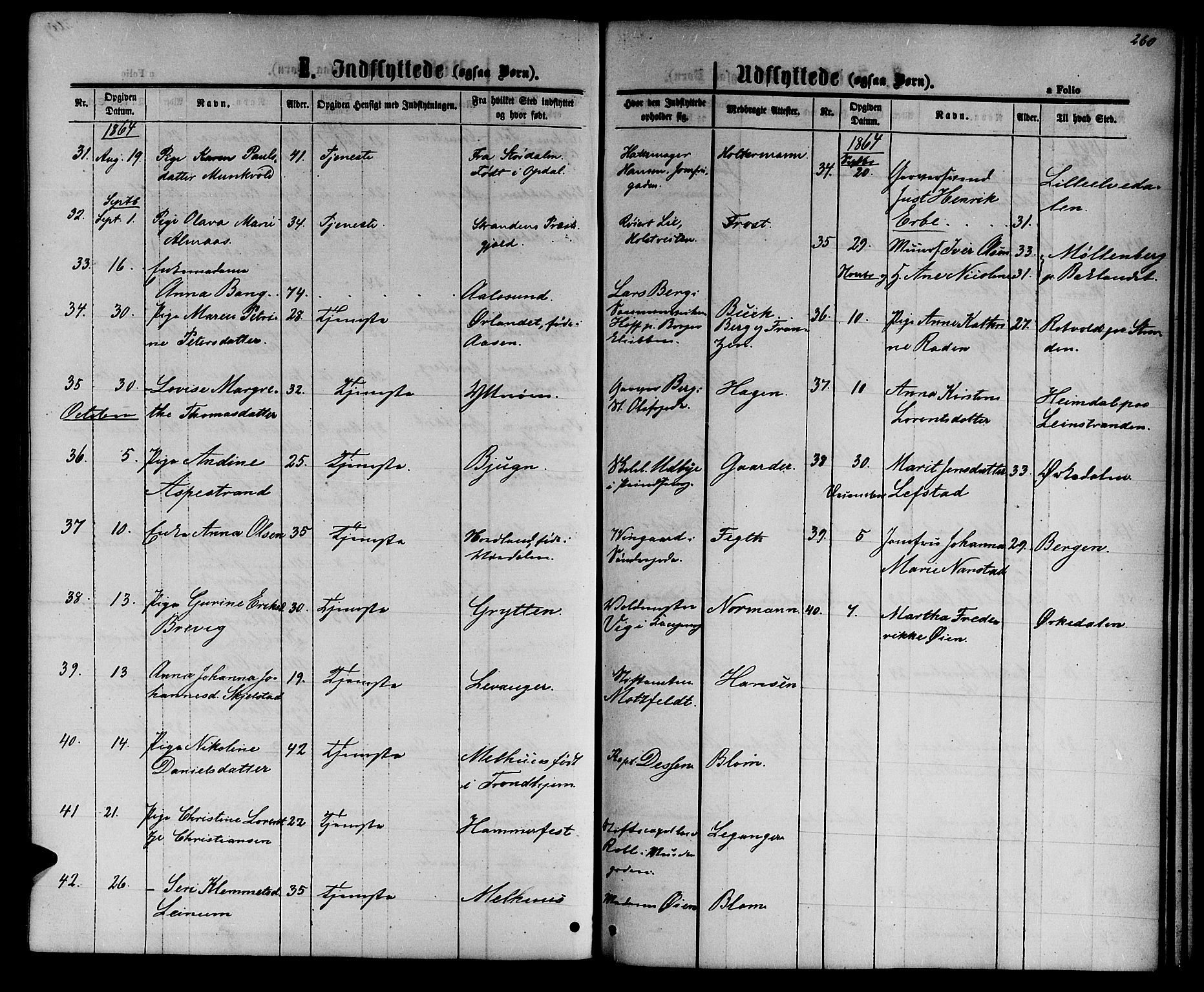Ministerialprotokoller, klokkerbøker og fødselsregistre - Sør-Trøndelag, SAT/A-1456/601/L0087: Parish register (copy) no. 601C05, 1864-1881, p. 260