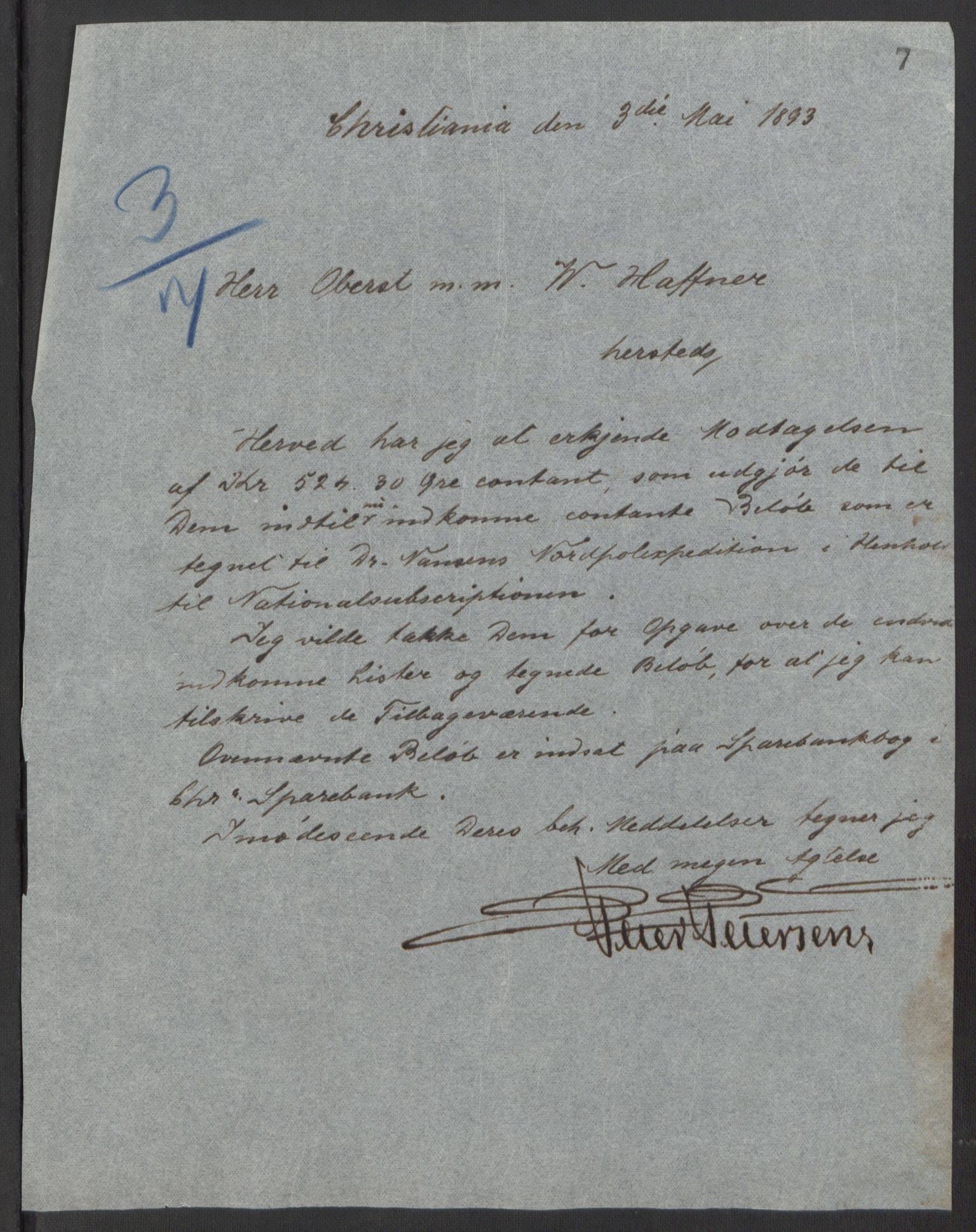 Arbeidskomitéen for Fridtjof Nansens polarekspedisjon, AV/RA-PA-0061/D/L0001/0001: Pengeinnsamlingen / Kopibok, 1893-1895, p. 10