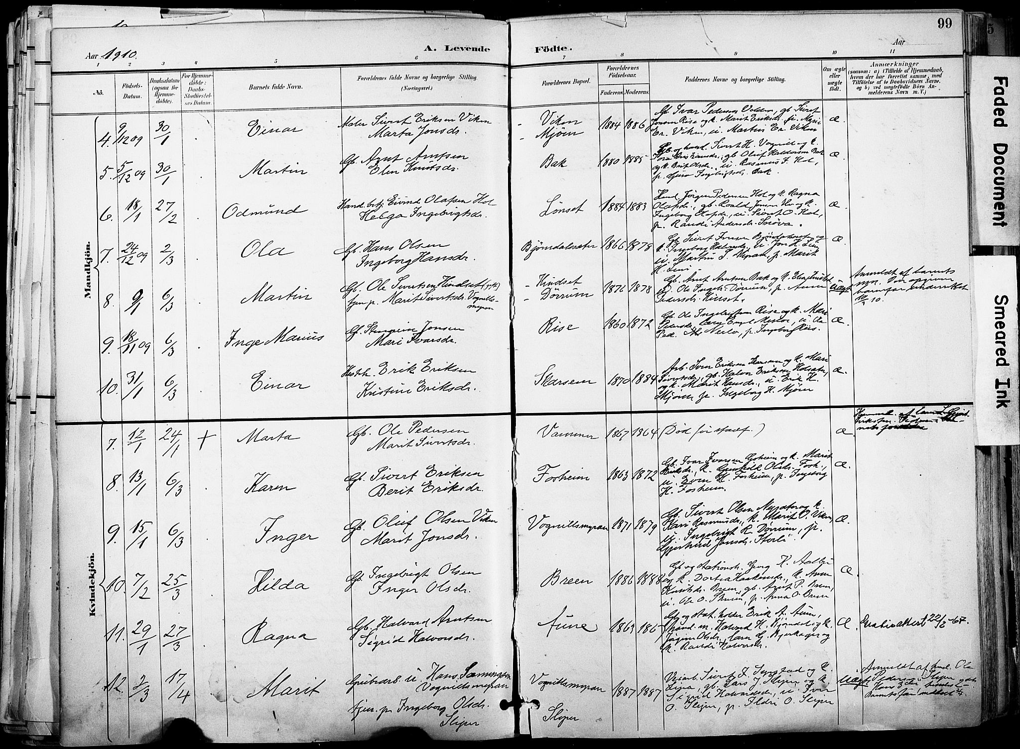 Ministerialprotokoller, klokkerbøker og fødselsregistre - Sør-Trøndelag, AV/SAT-A-1456/678/L0902: Parish register (official) no. 678A11, 1895-1911, p. 99