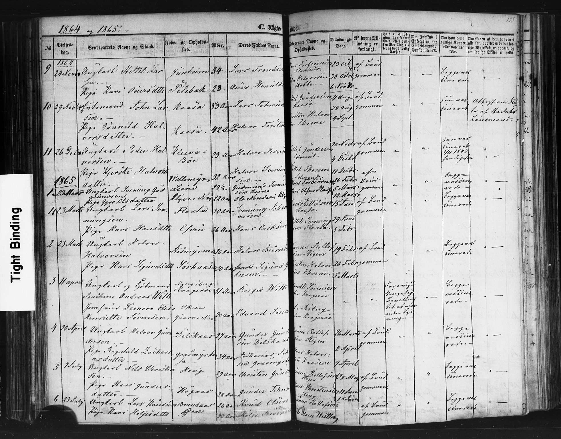 Sauherad kirkebøker, SAKO/A-298/F/Fb/L0001: Parish register (official) no. II 1, 1851-1877, p. 128