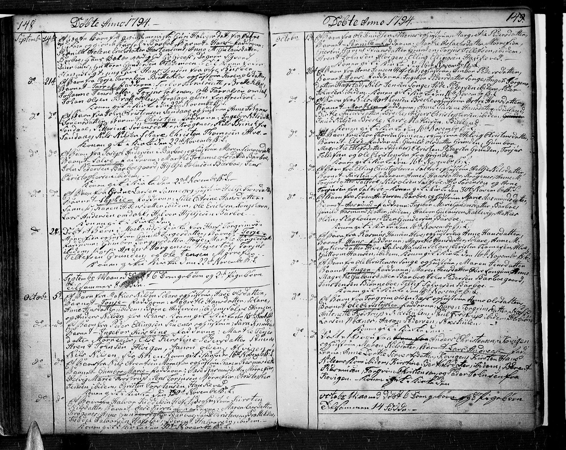 Tromøy sokneprestkontor, SAK/1111-0041/F/Fa/L0002: Parish register (official) no. A 2, 1773-1808, p. 148-149