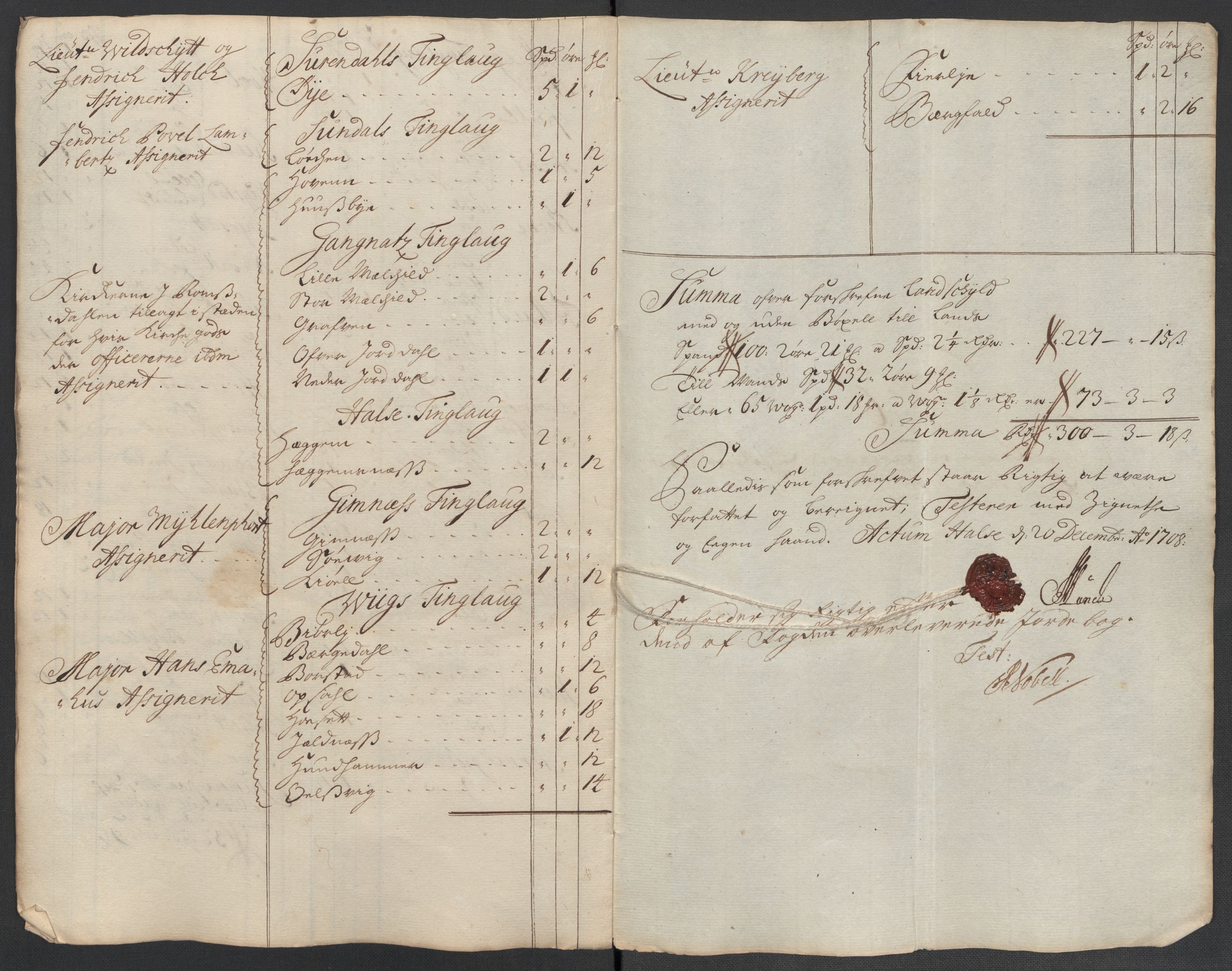 Rentekammeret inntil 1814, Reviderte regnskaper, Fogderegnskap, RA/EA-4092/R56/L3743: Fogderegnskap Nordmøre, 1708, p. 91