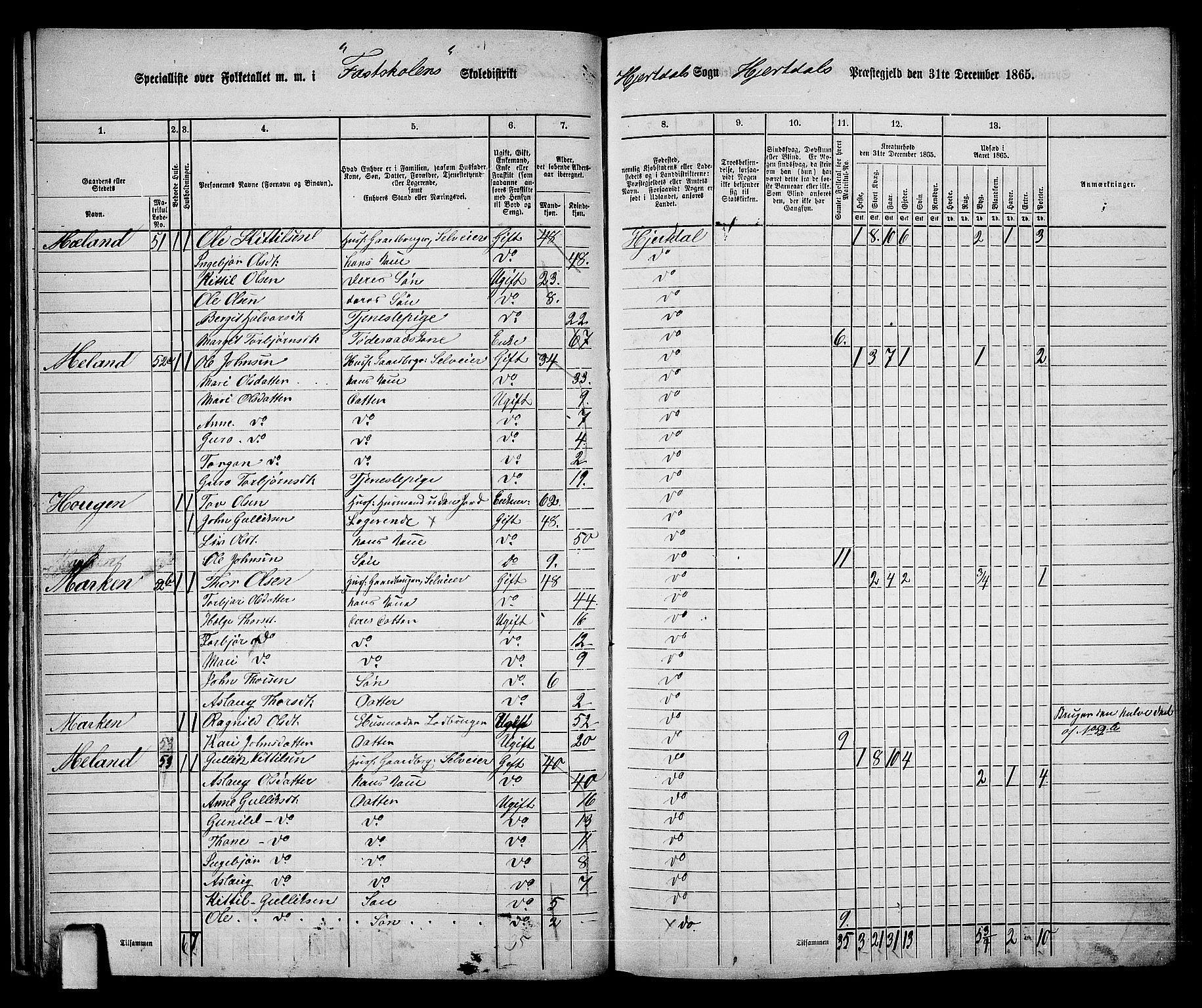 RA, 1865 census for Hjartdal, 1865, p. 28