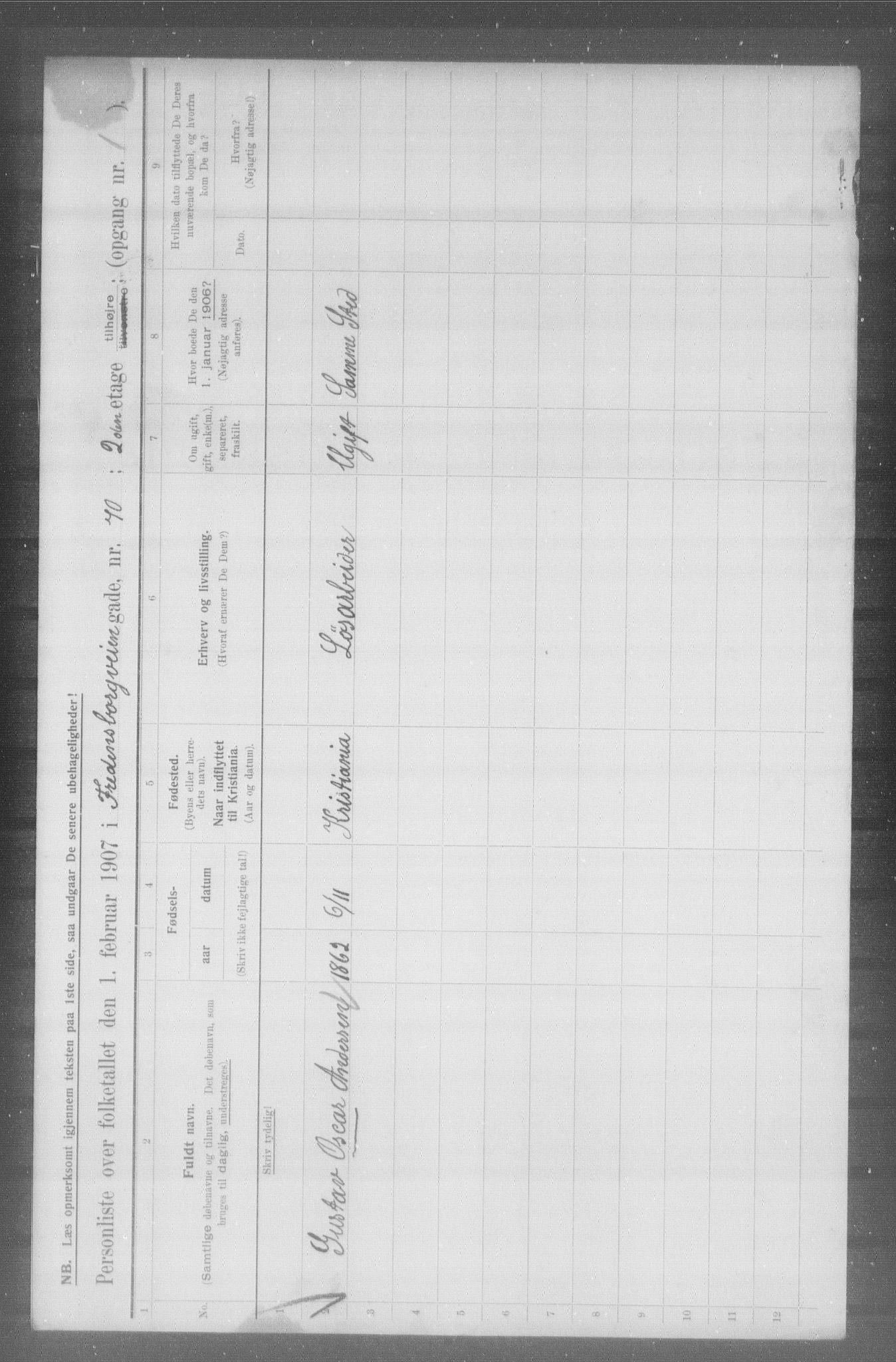 OBA, Municipal Census 1907 for Kristiania, 1907, p. 13491