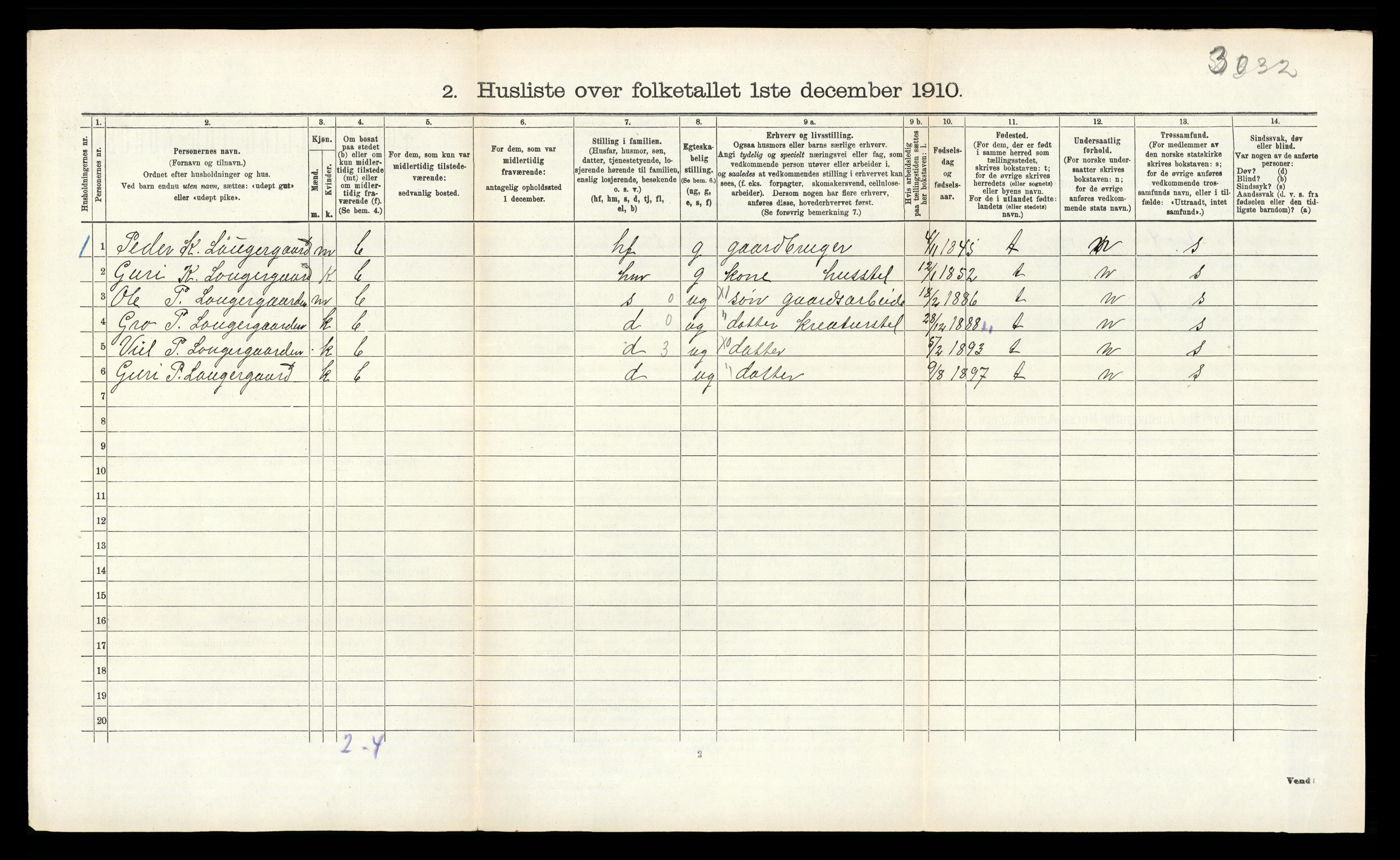 RA, 1910 census for Rollag, 1910, p. 510