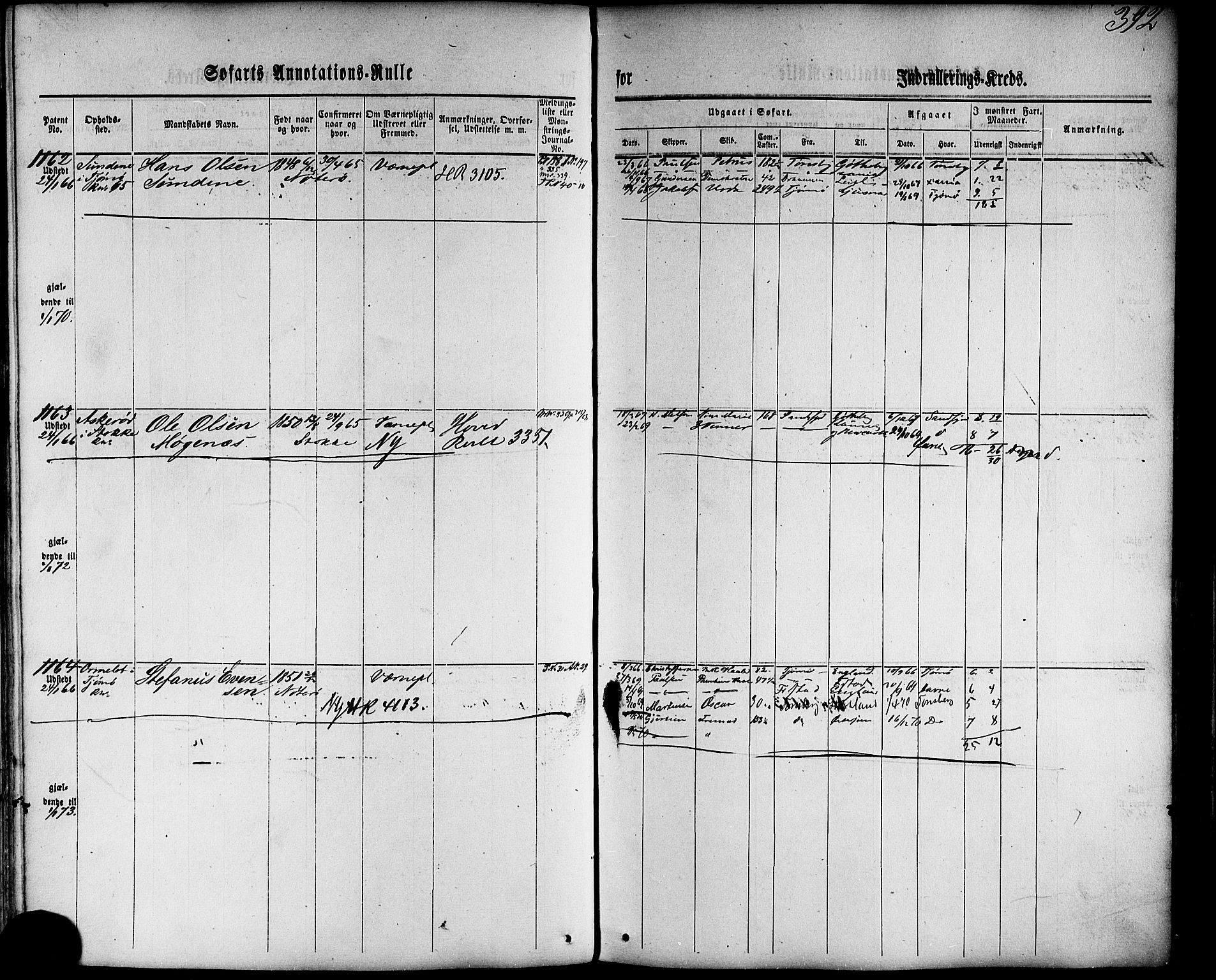 Tønsberg innrulleringskontor, AV/SAKO-A-786/F/Fb/L0001: Annotasjonsrulle Patent nr. 1-1724, 1860-1868, p. 411