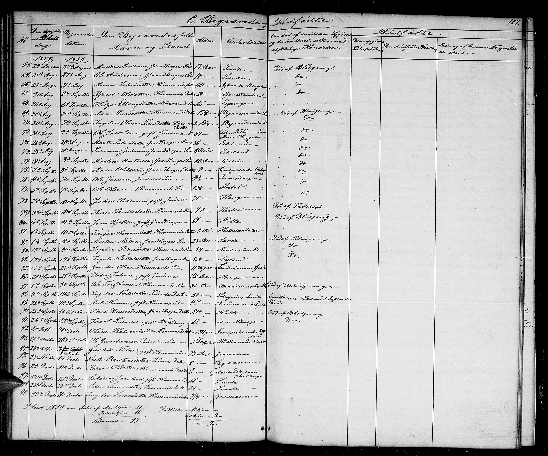 Gjerstad sokneprestkontor, AV/SAK-1111-0014/F/Fb/Fba/L0005: Parish register (copy) no. B 5, 1853-1867, p. 107