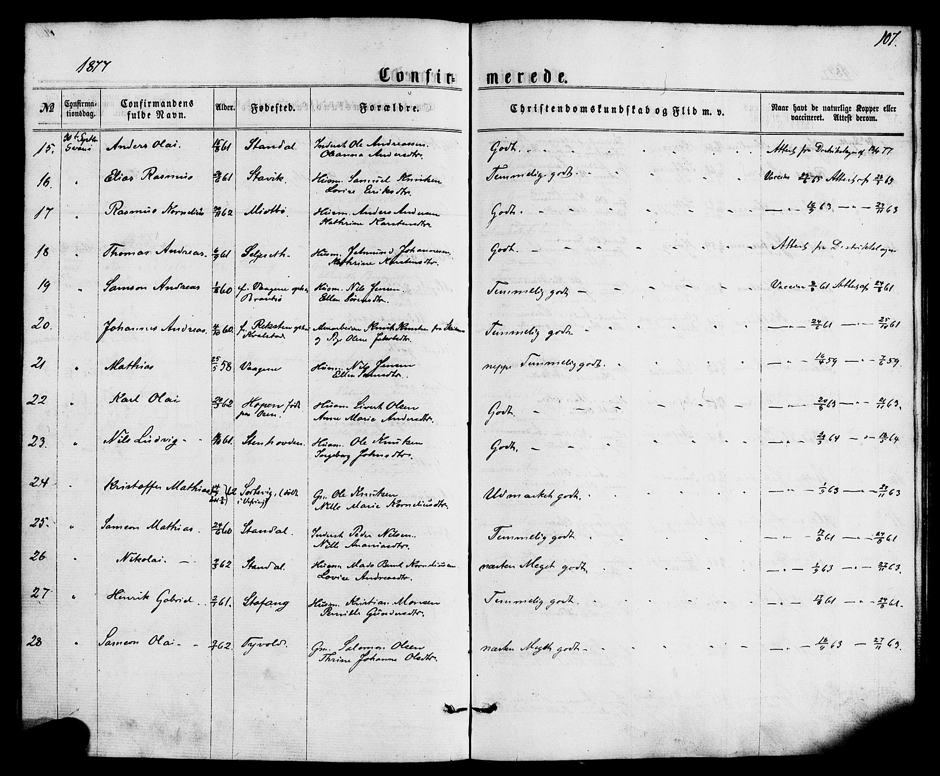 Kinn sokneprestembete, SAB/A-80801/H/Haa/Haaa/L0008: Parish register (official) no. A 8, 1859-1882, p. 107