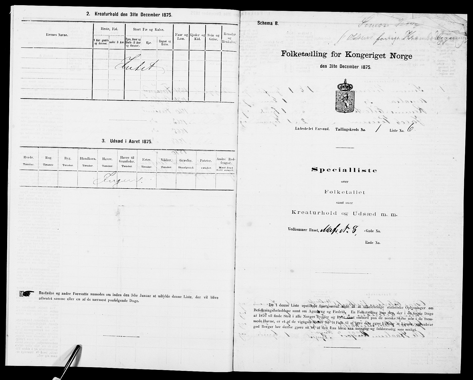SAK, 1875 census for 1003B Vanse/Farsund, 1875, p. 18