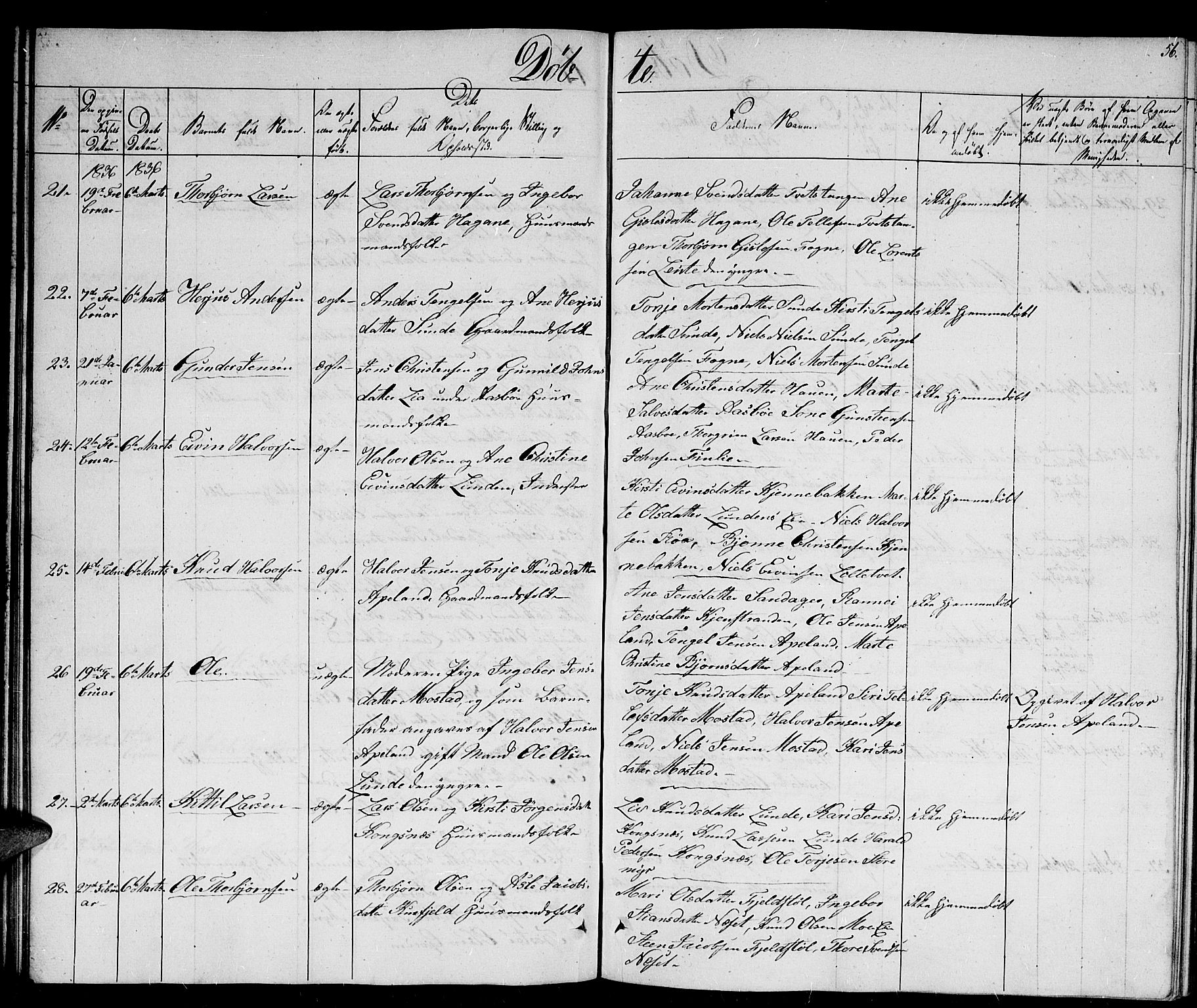 Gjerstad sokneprestkontor, AV/SAK-1111-0014/F/Fb/Fba/L0003: Parish register (copy) no. B 3, 1829-1844, p. 56