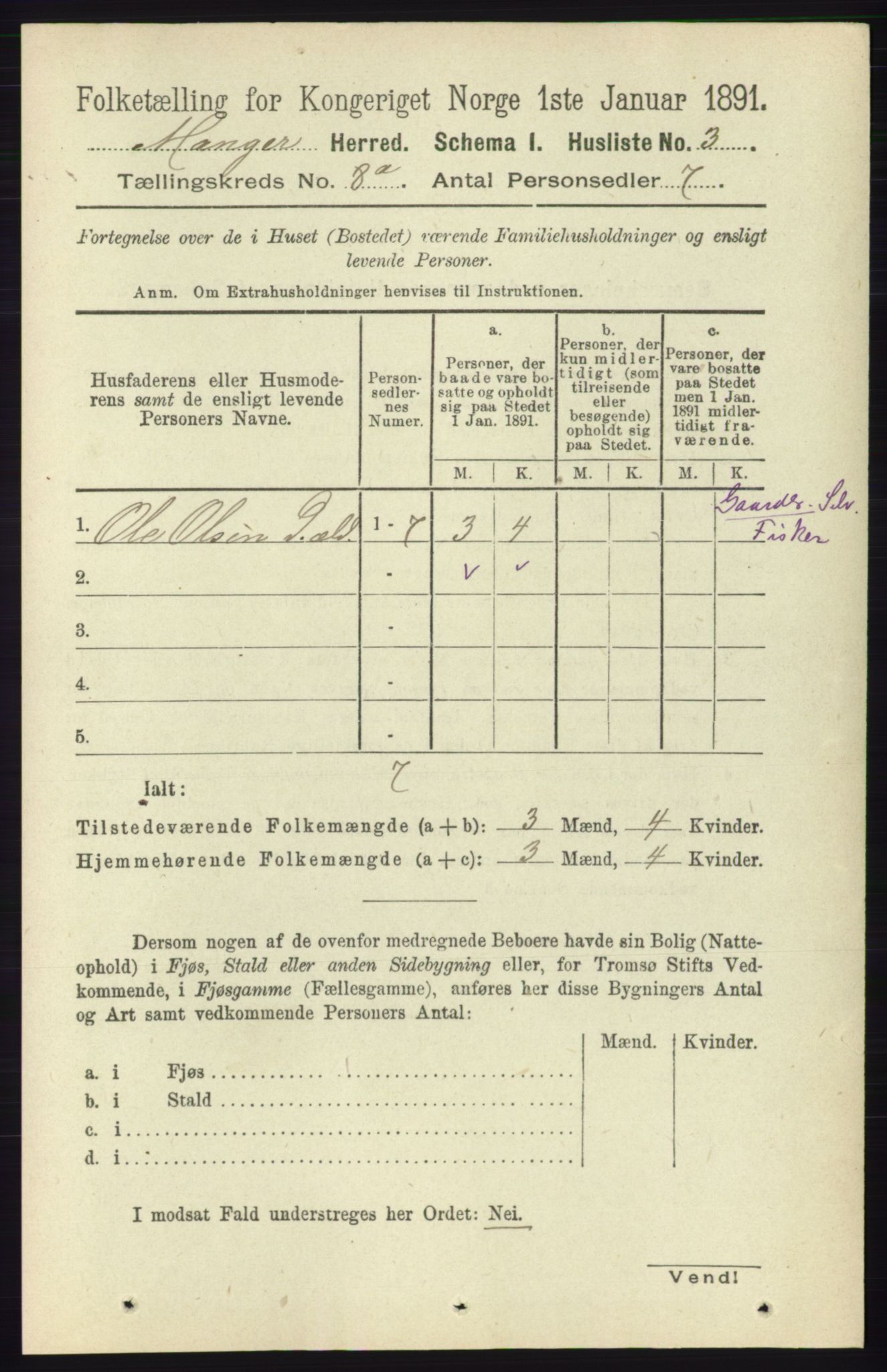 RA, 1891 census for 1261 Manger, 1891, p. 5014