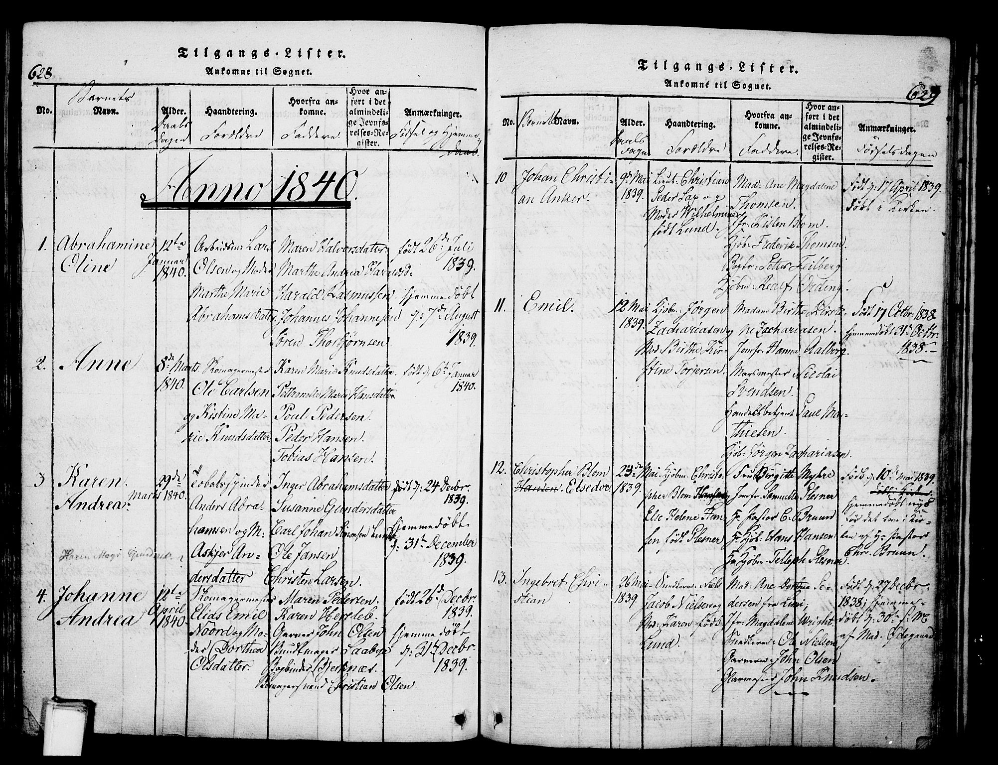 Skien kirkebøker, AV/SAKO-A-302/G/Ga/L0002: Parish register (copy) no. 2, 1814-1842, p. 628-629