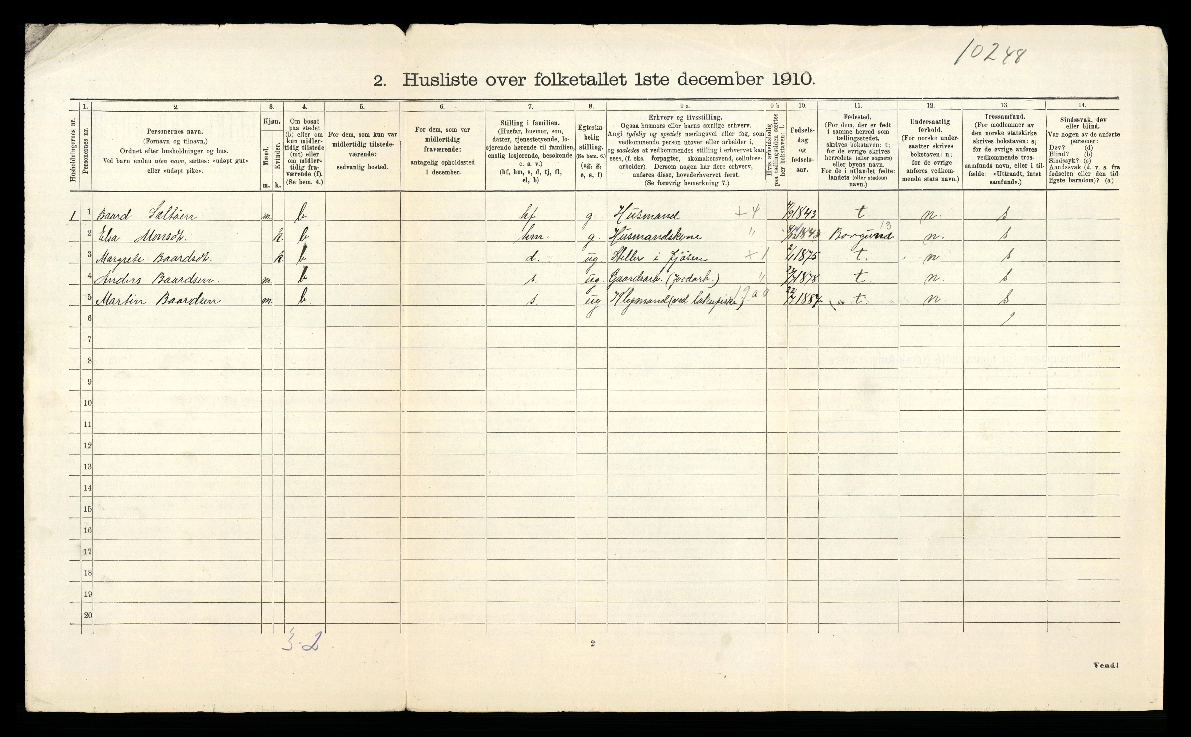 RA, 1910 census for Lærdal, 1910, p. 691