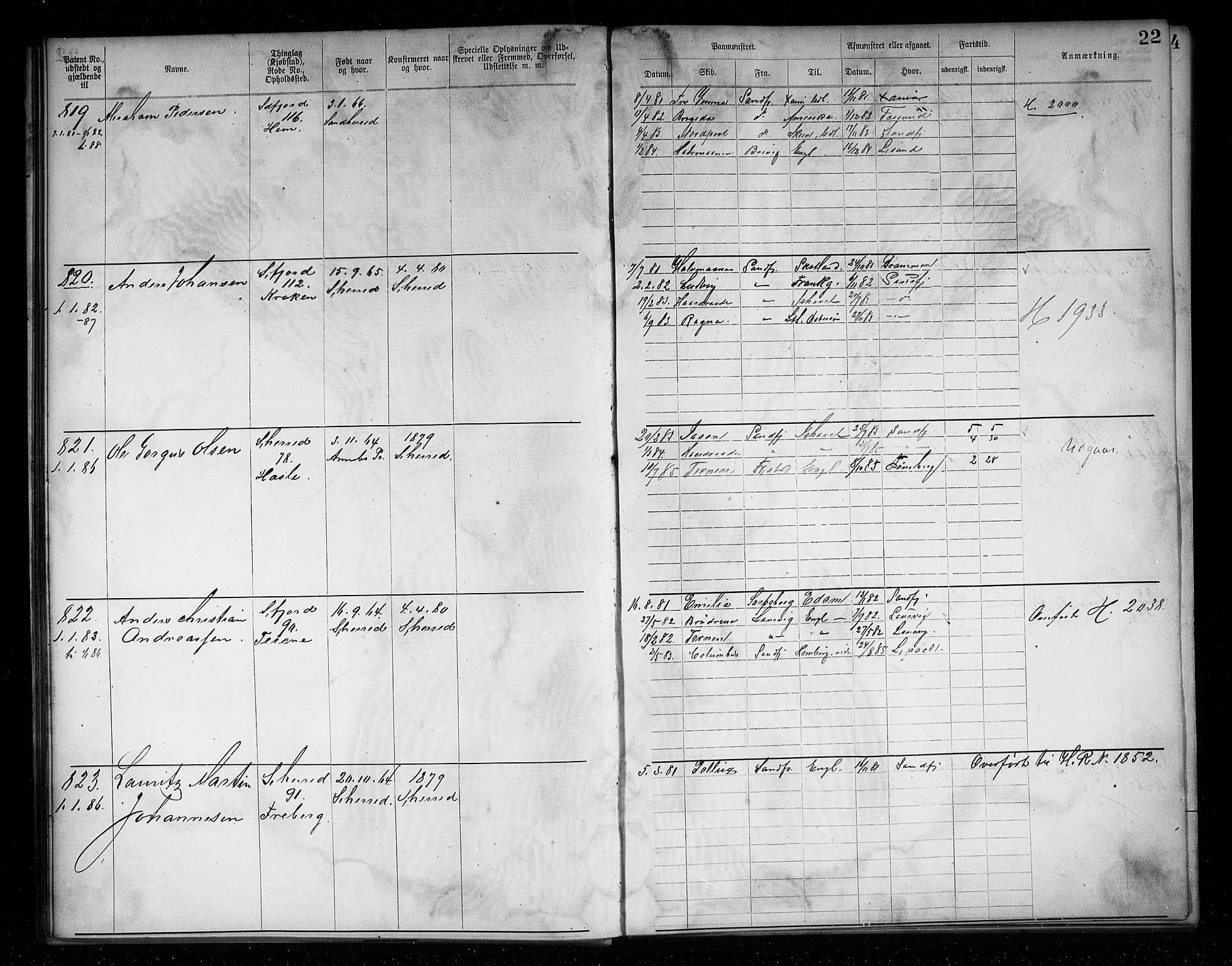 Sandefjord innrulleringskontor, AV/SAKO-A-788/F/Fa/L0004: Annotasjonsrulle, 1879-1889, p. 24
