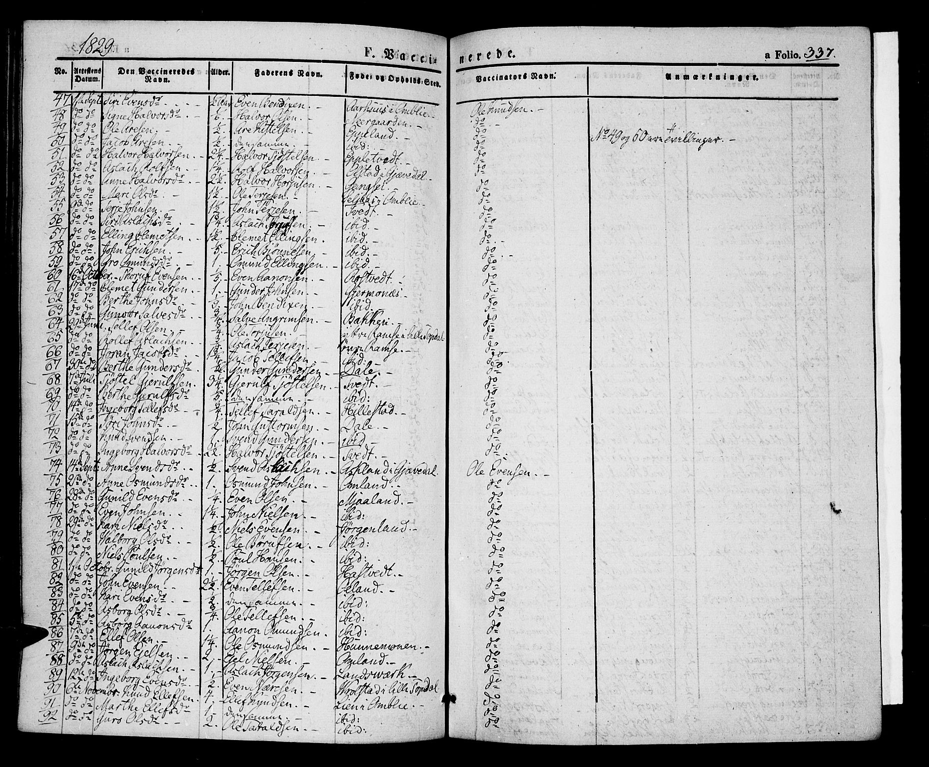 Åmli sokneprestkontor, AV/SAK-1111-0050/F/Fa/Fac/L0007: Parish register (official) no. A 7 /1, 1829-1851, p. 337