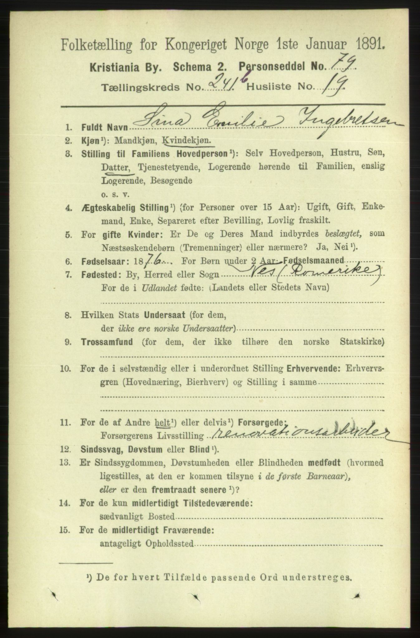 RA, 1891 census for 0301 Kristiania, 1891, p. 146820