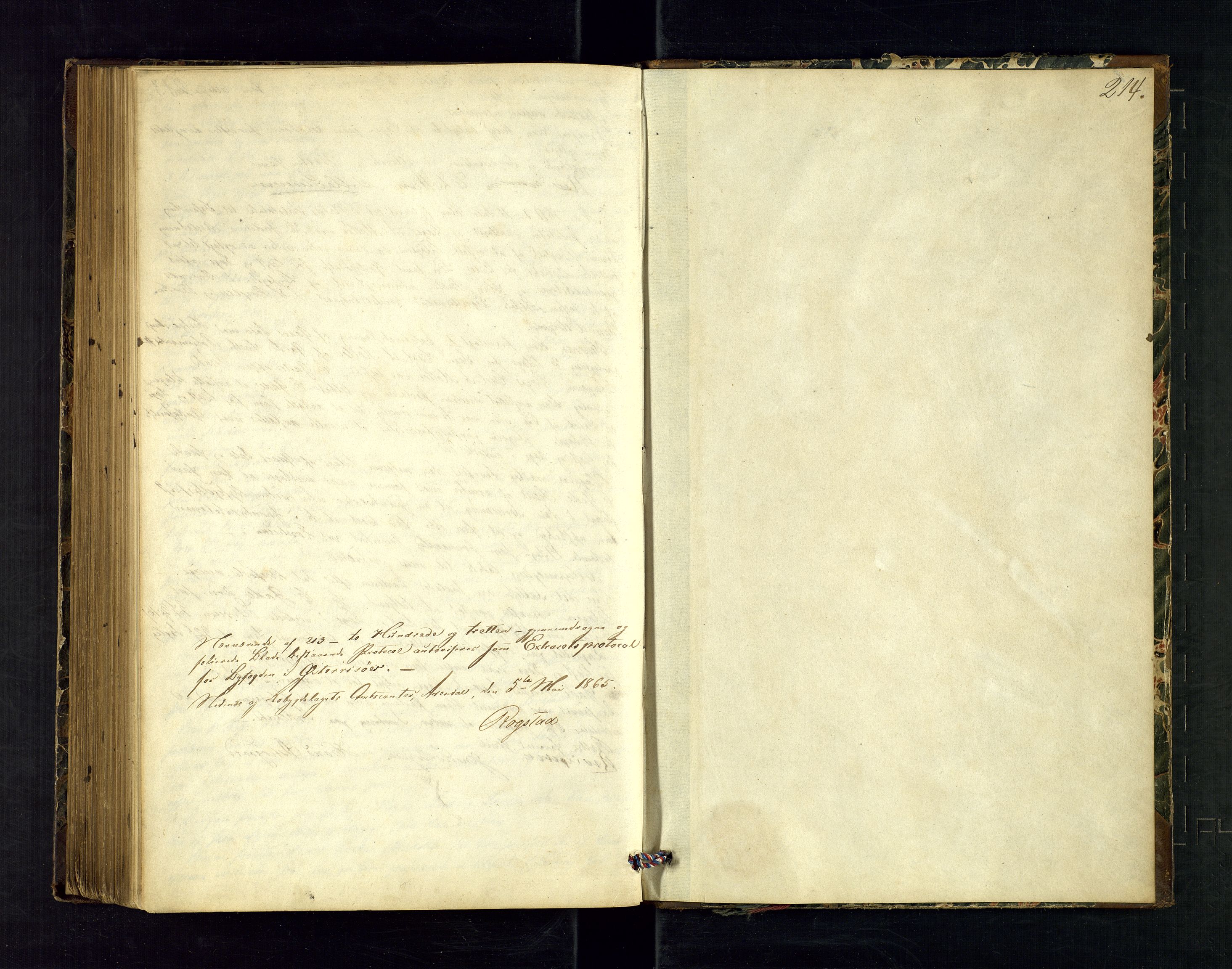 Risør byfogd, AV/SAK-1222-0005/F/Fb/L0004: Ekstrarettsprotokoll nr. 4, 1865-1871, p. 214