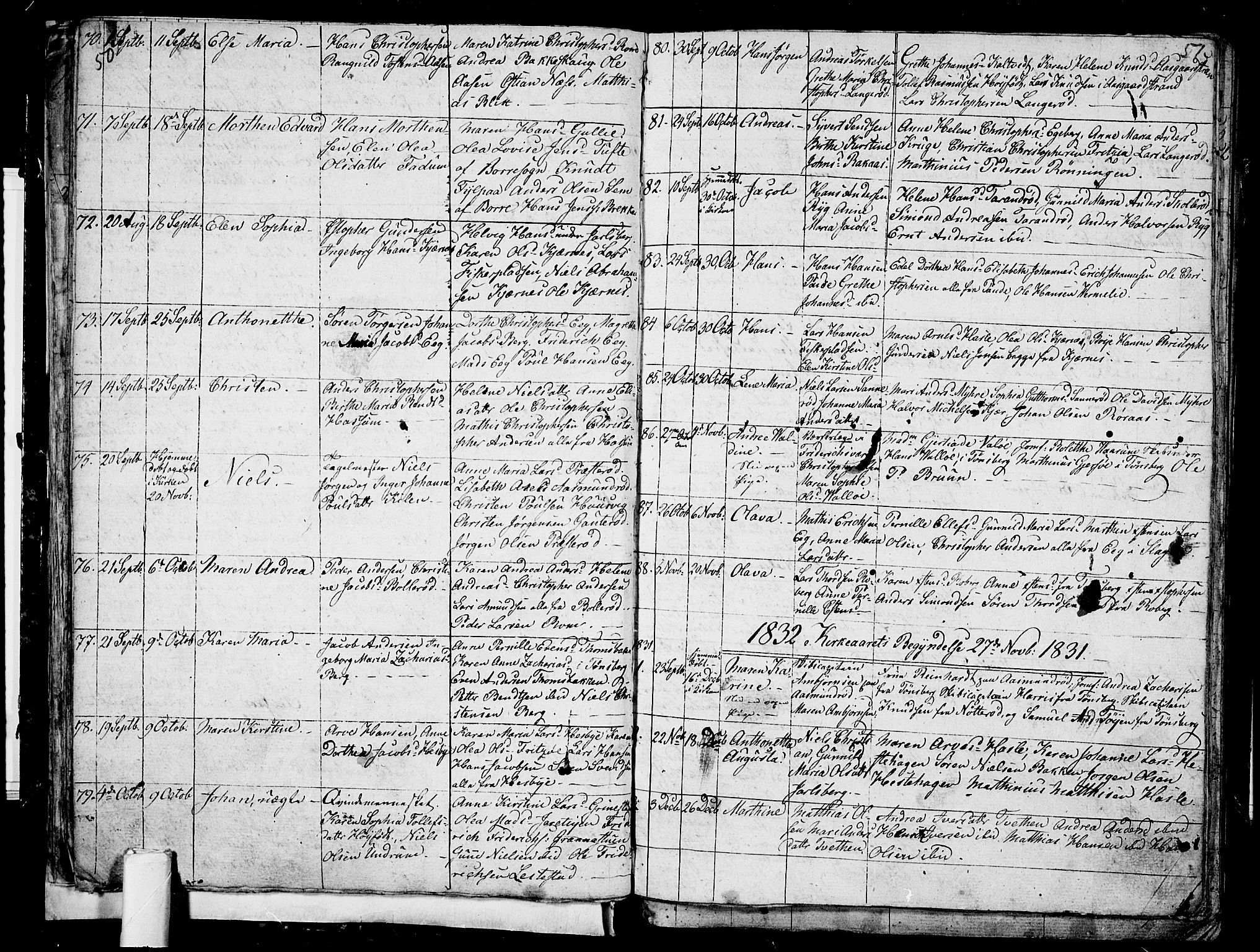 Sem kirkebøker, AV/SAKO-A-5/G/Ga/L0002: Parish register (copy) no. I 2, 1826-1844, p. 50-51