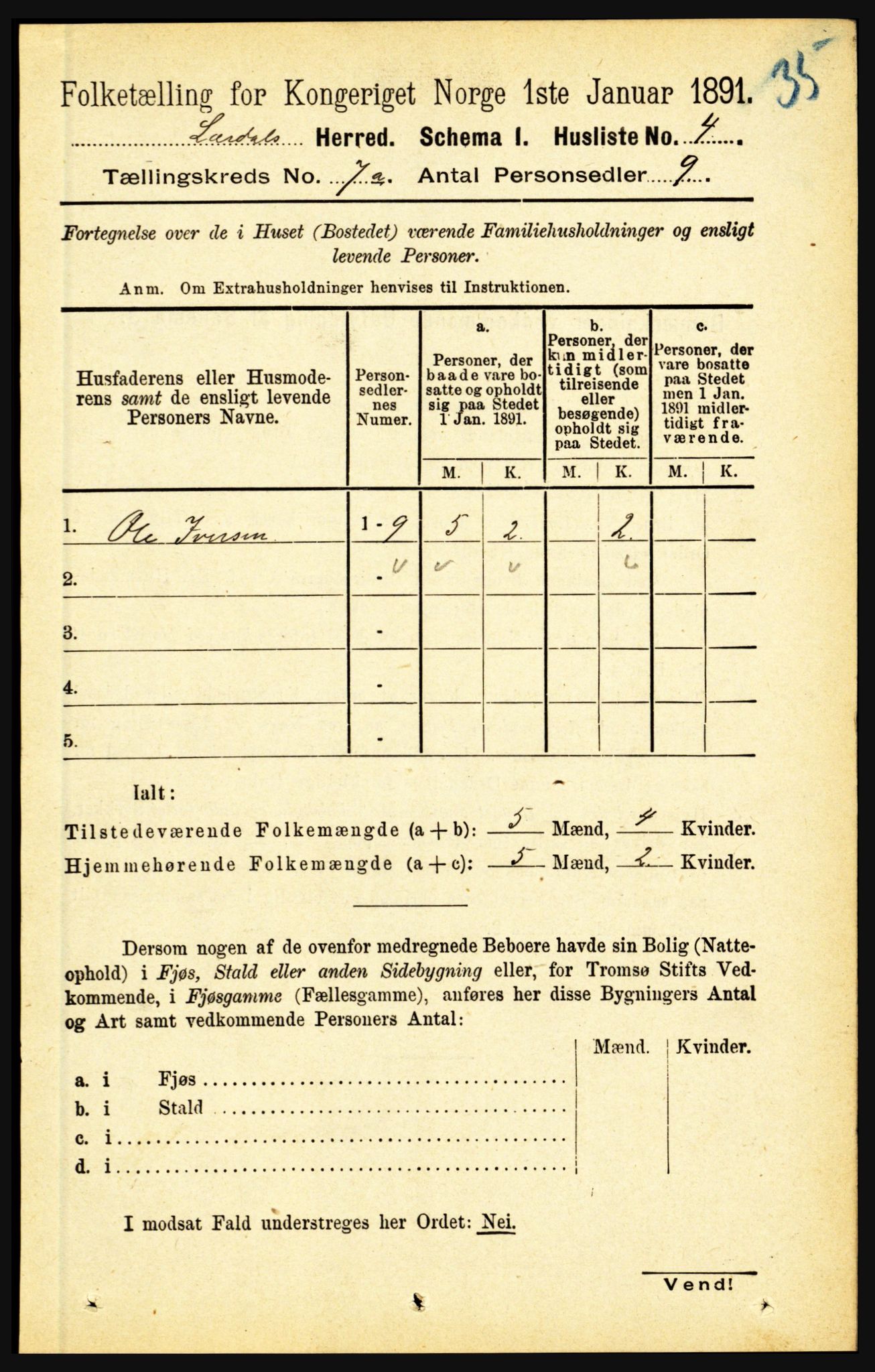 RA, 1891 census for 1422 Lærdal, 1891, p. 752