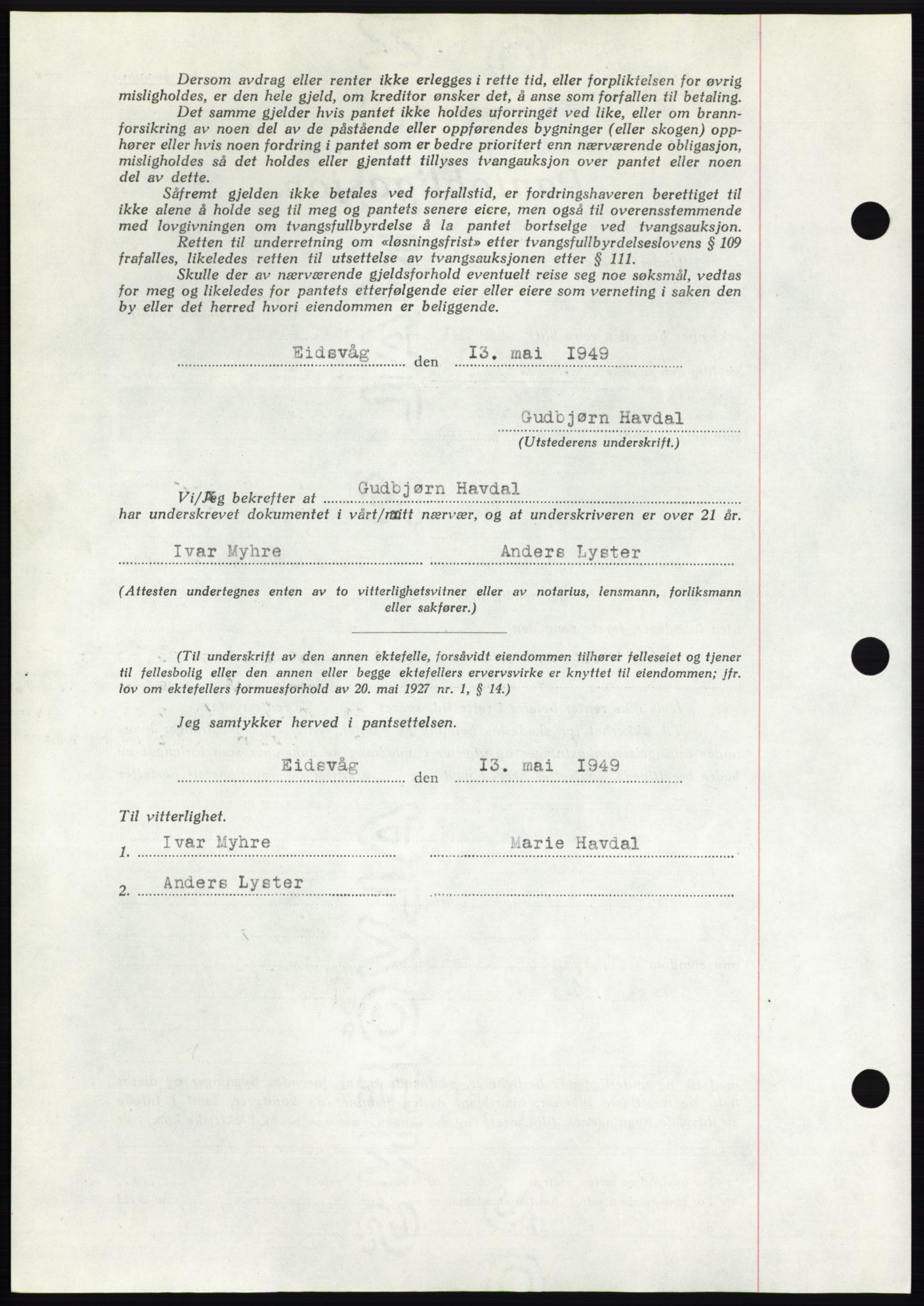 Romsdal sorenskriveri, AV/SAT-A-4149/1/2/2C: Mortgage book no. B4, 1948-1949, Diary no: : 1372/1949