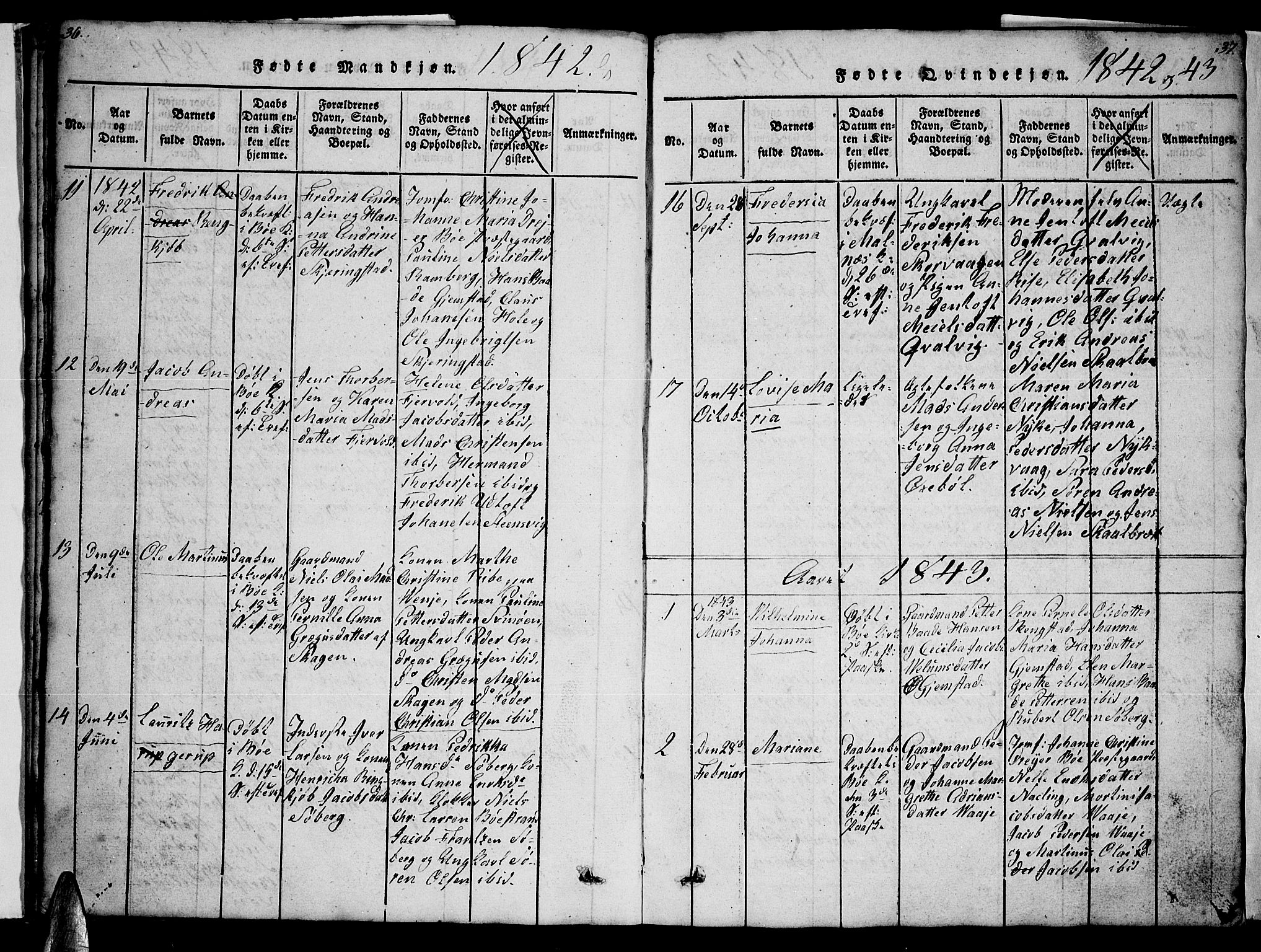 Ministerialprotokoller, klokkerbøker og fødselsregistre - Nordland, AV/SAT-A-1459/891/L1312: Parish register (copy) no. 891C01, 1820-1856, p. 36-37