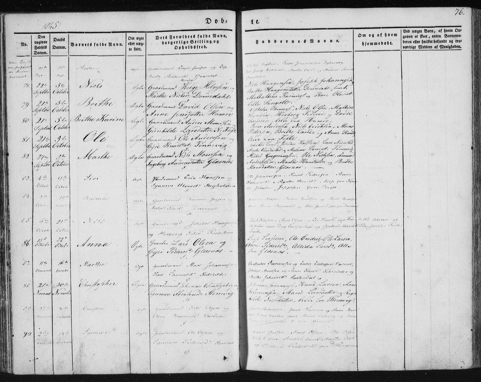 Sund sokneprestembete, AV/SAB-A-99930: Parish register (official) no. A 13, 1835-1849, p. 76