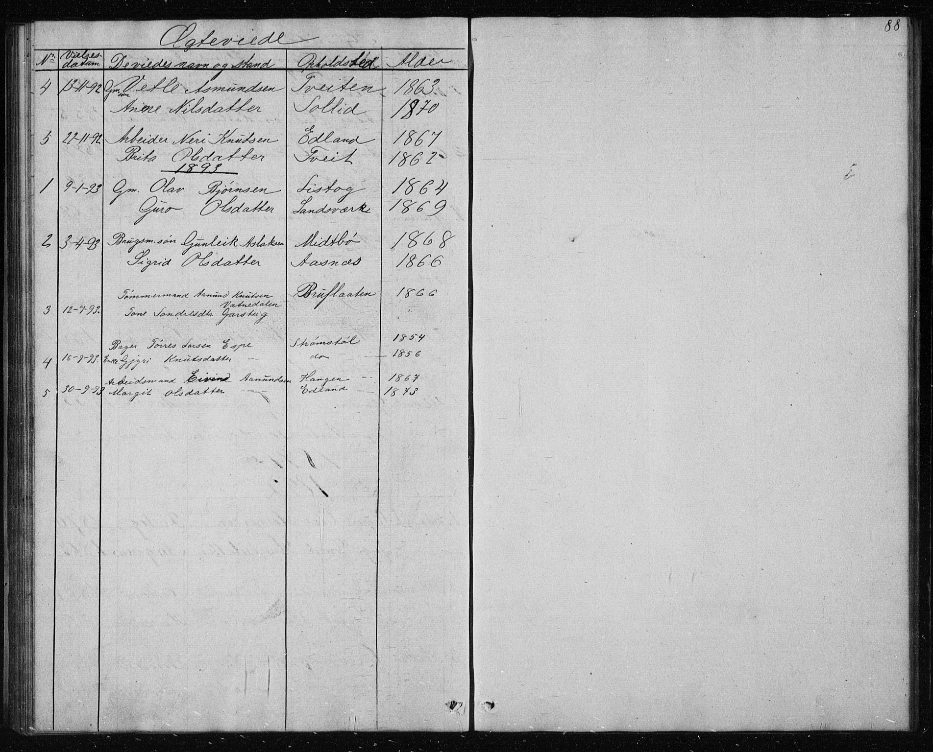 Vinje kirkebøker, SAKO/A-312/G/Gc/L0001: Parish register (copy) no. III 1, 1850-1893, p. 88