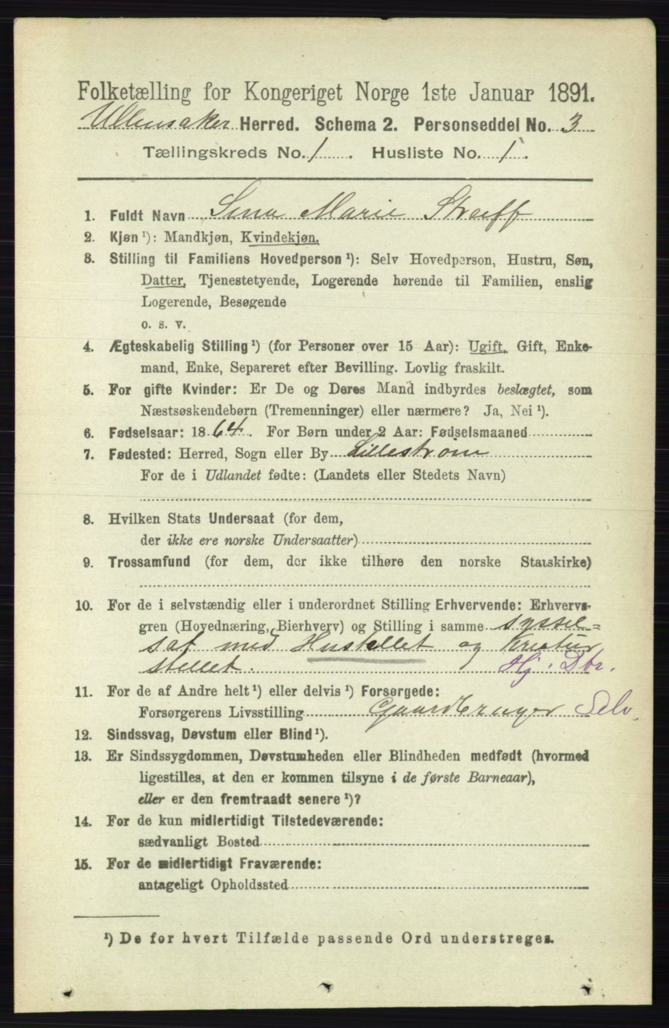 RA, 1891 census for 0235 Ullensaker, 1891, p. 131